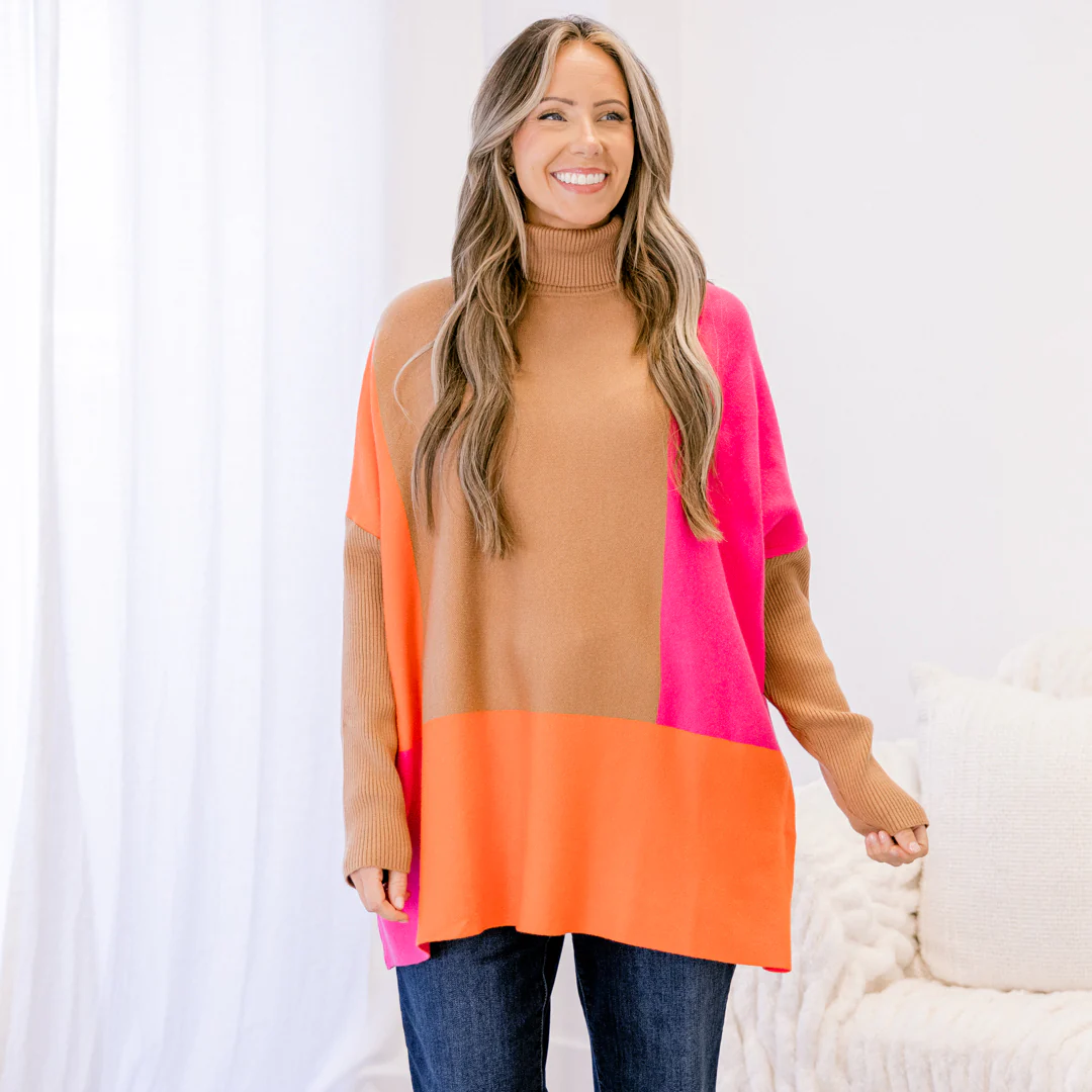 Mosaic Melody Sweater, Orange - Giverhouse