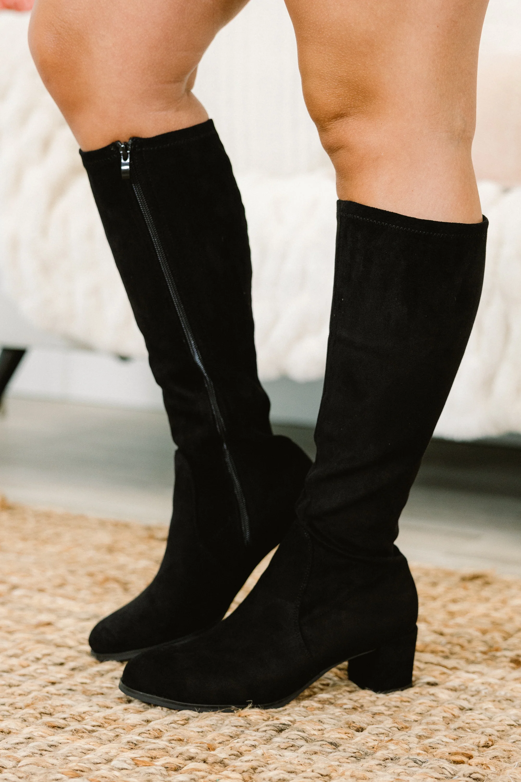 Run, Run, Runaway Wide Calf Boots, Black - Giverhouse
