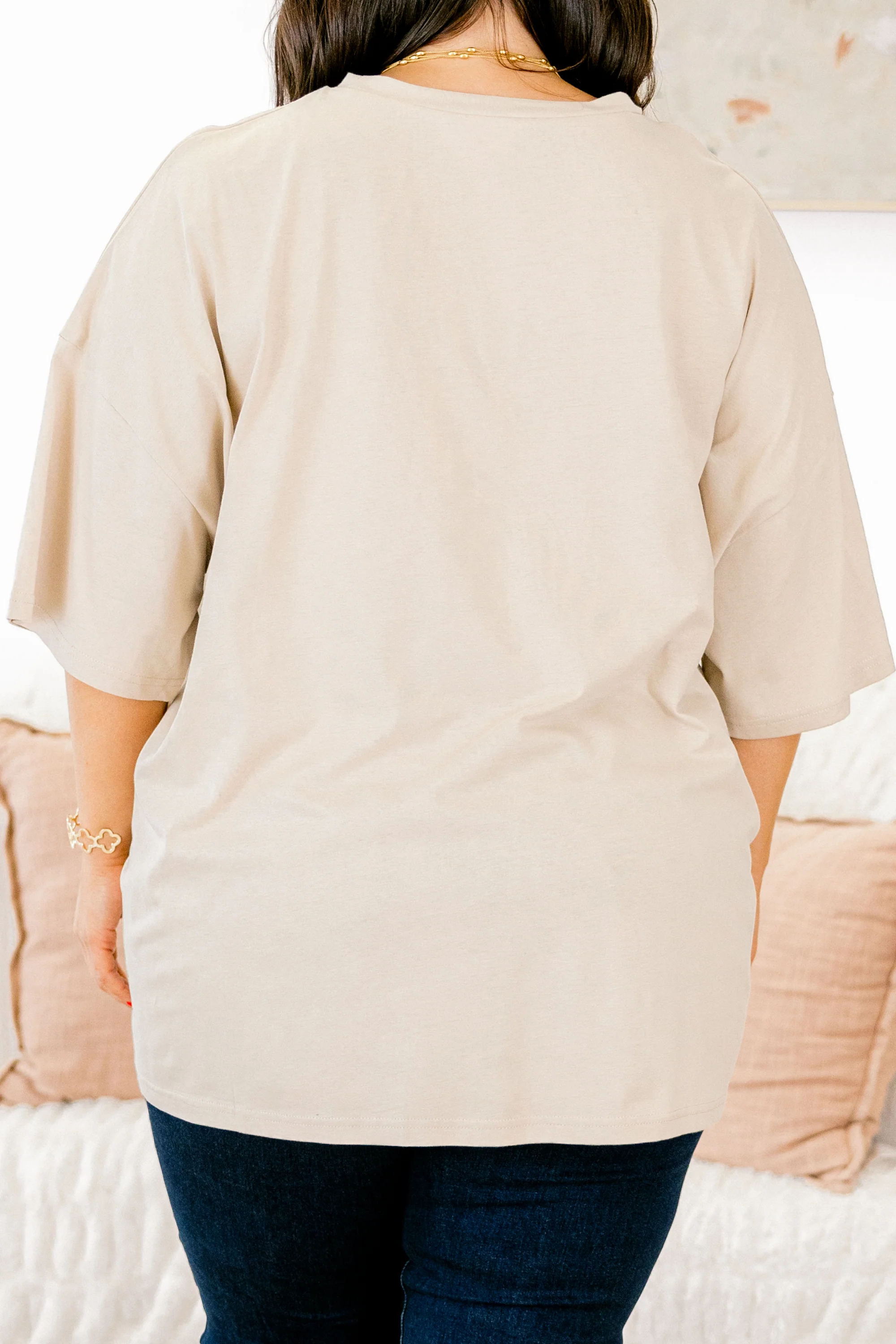 Let's Get Cozy Boyfriend Tee, Light Mocha - Giverhouse