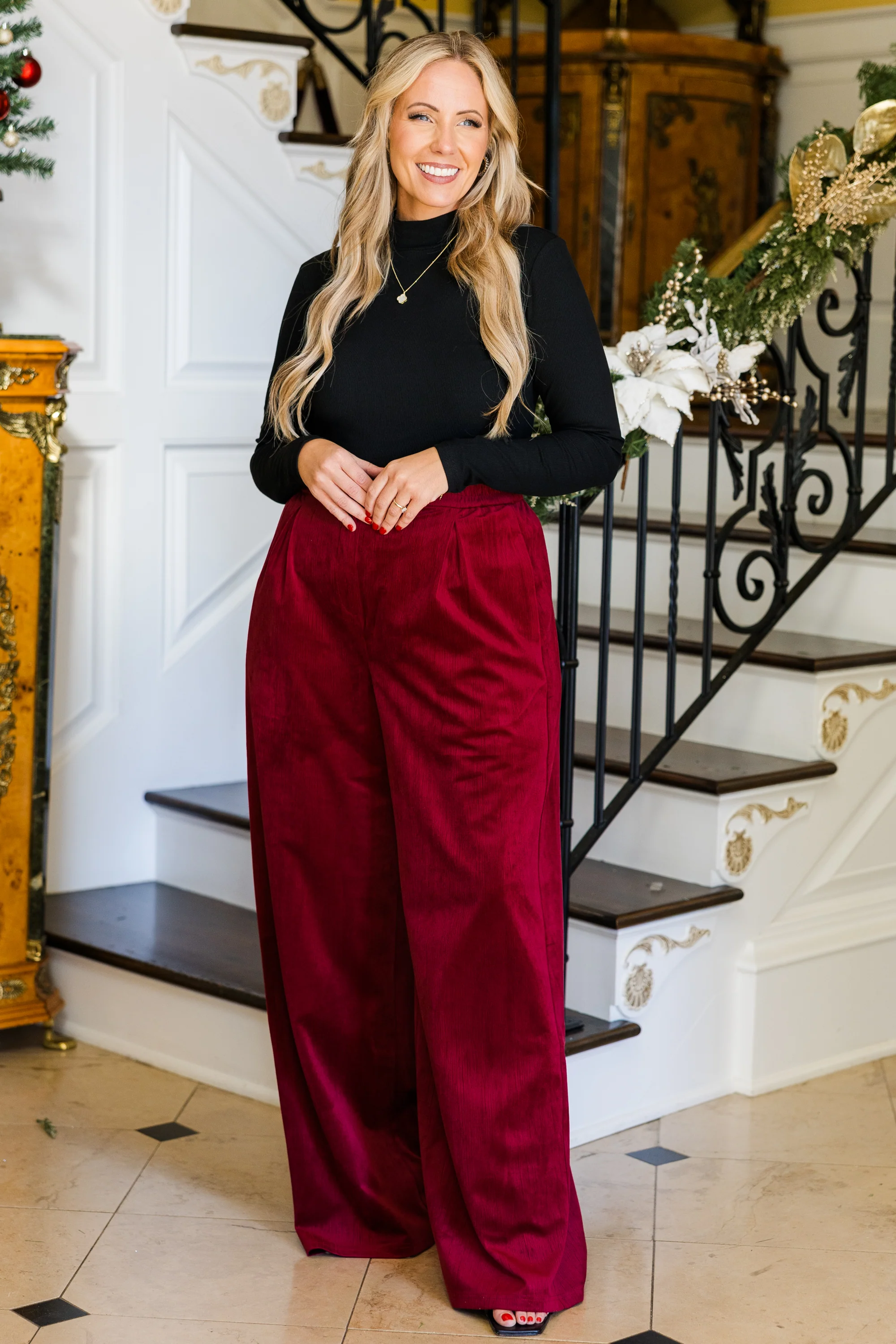 Under the Mistle-Glow Pants, Red - Giverhouse