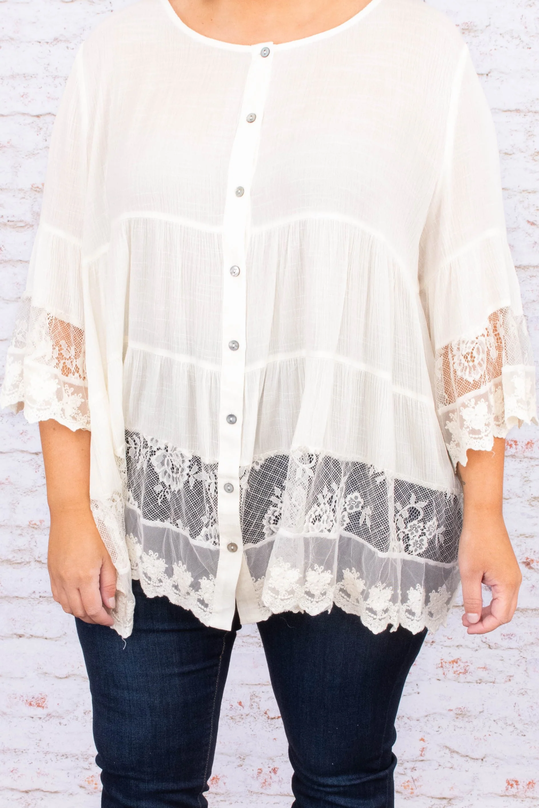 Don't Fail Me Now Blouse, Off White - Giverhouse