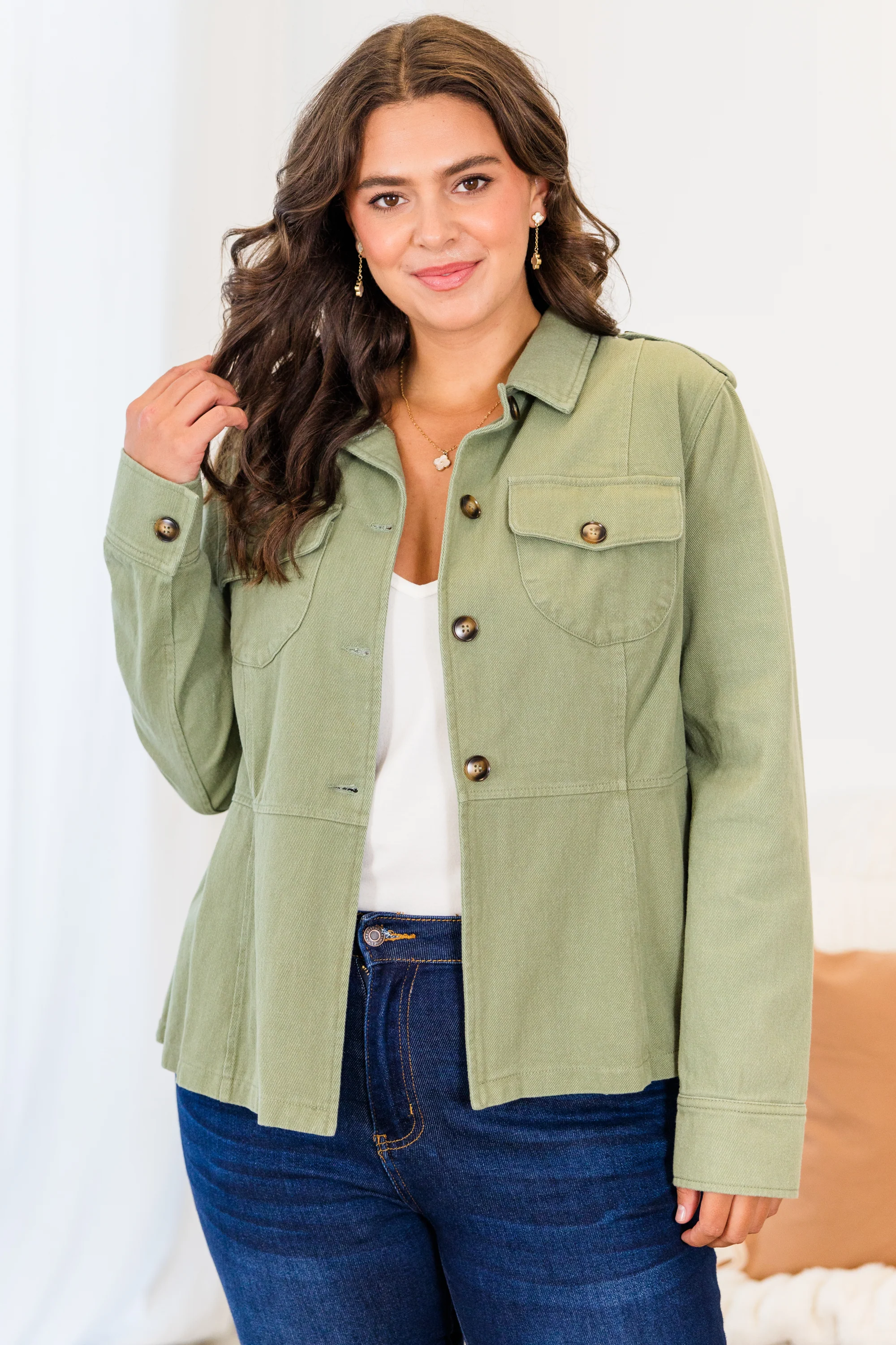 I Can Make You Mine Shacket, Olive - Giverhouse