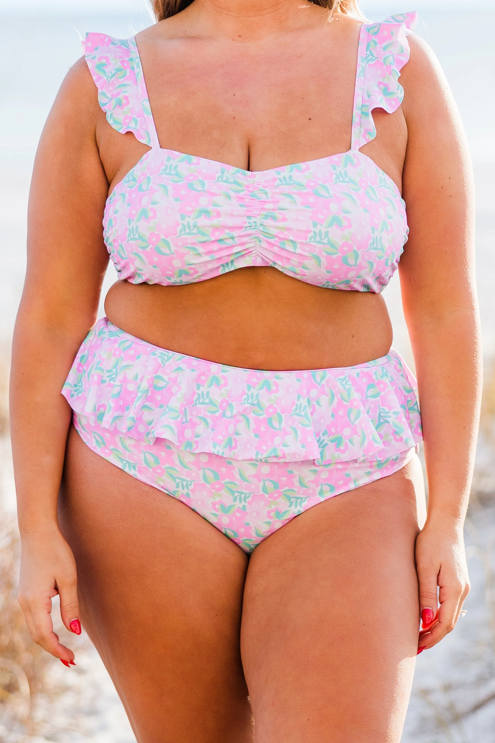 Sugar Sands Swim Top, Pink Floral - Giverhouse