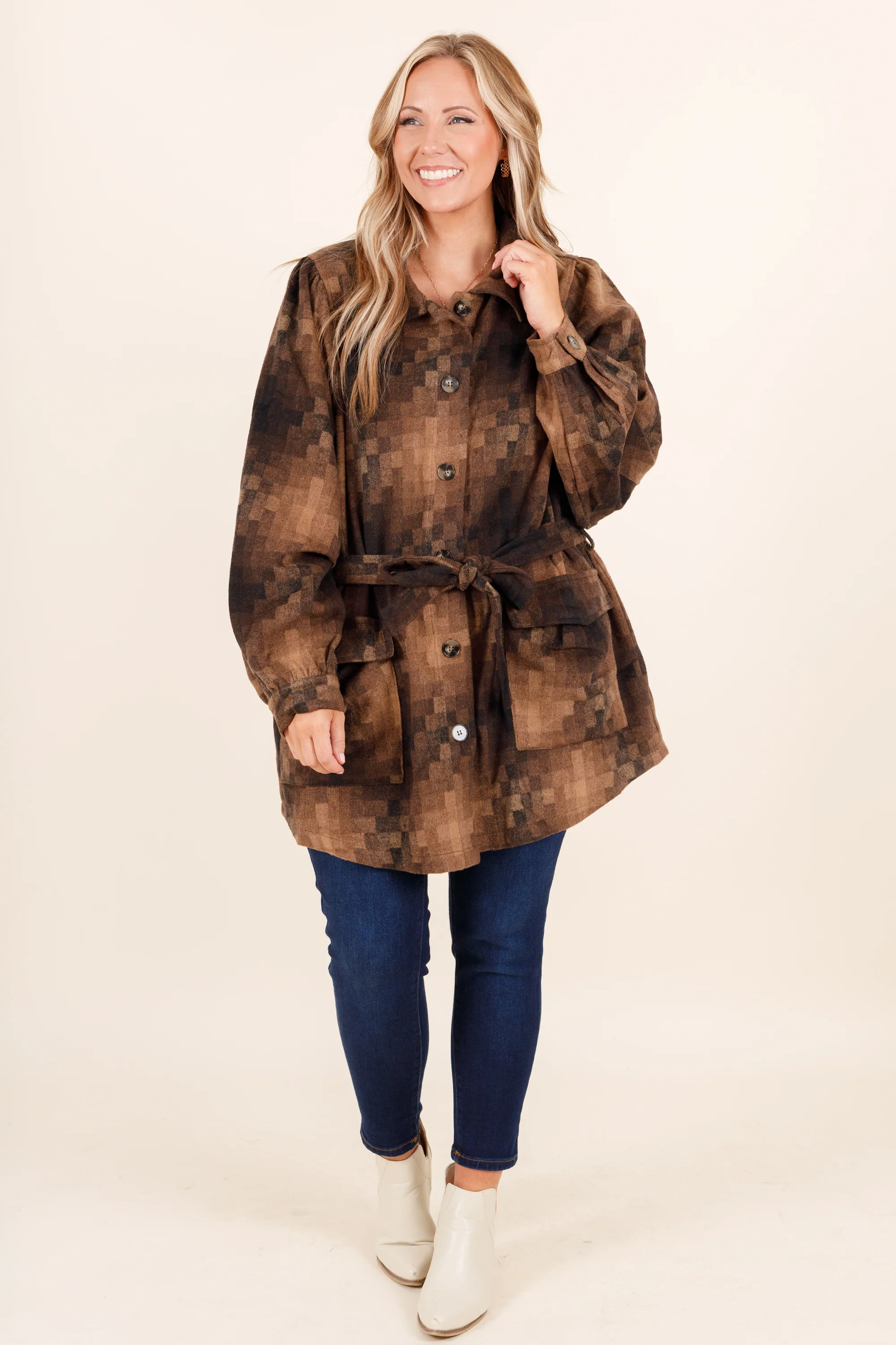 I'm Happier Now Top, Brown - Giverhouse