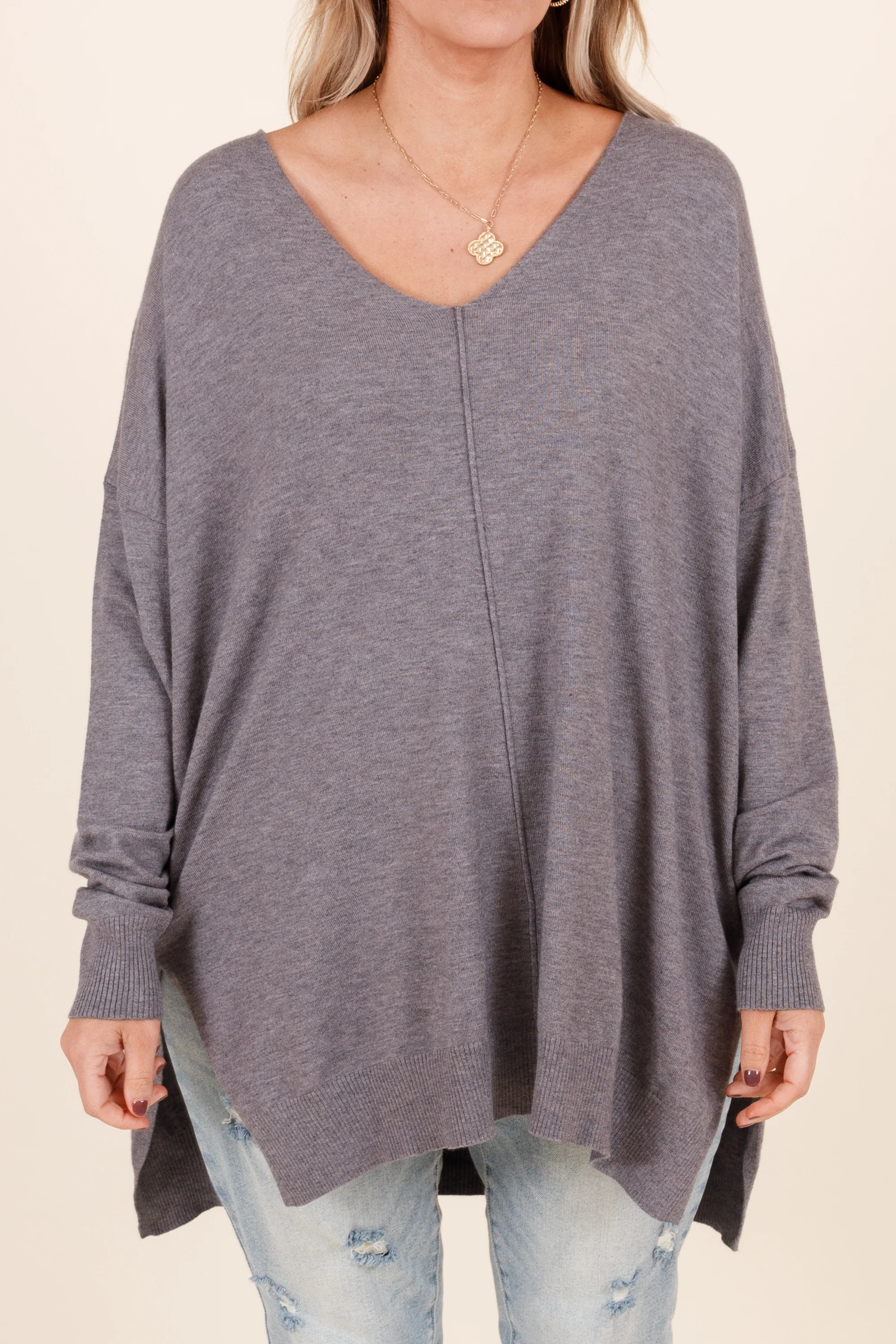 Miss Who I Was Sweater, Heather Gray - Giverhouse