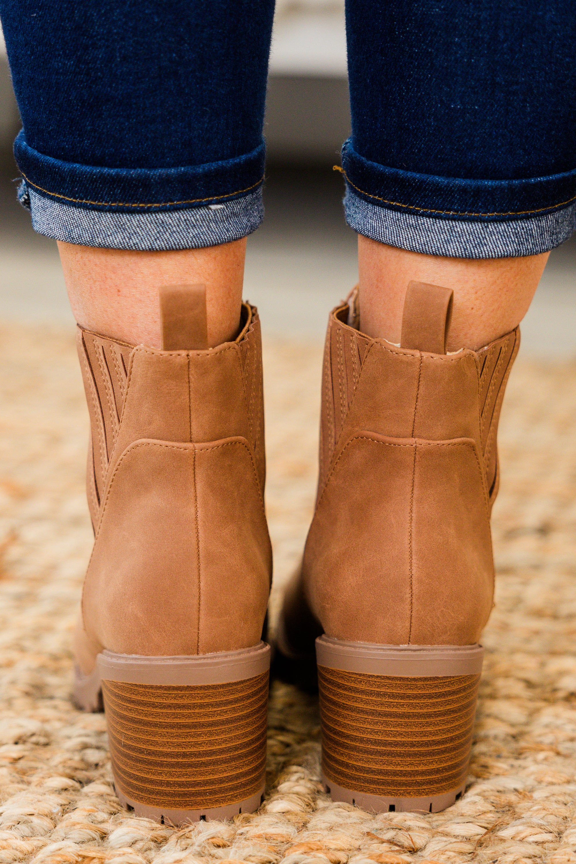 Shift In Perspective Booties, Cognac - Giverhouse