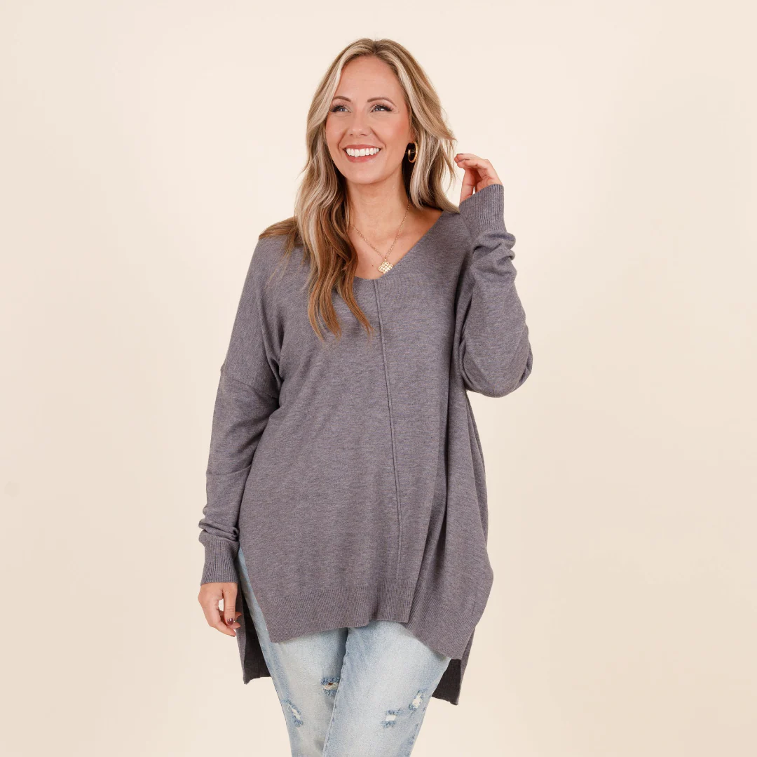 Miss Who I Was Sweater, Heather Gray - Giverhouse