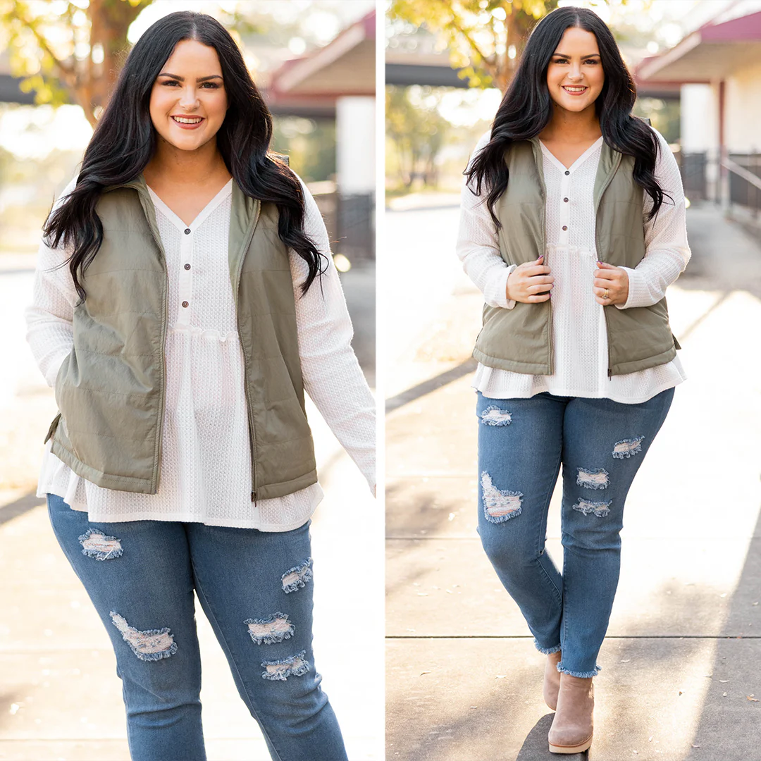 Shut Them Down Vest, Light Olive - Giverhouse