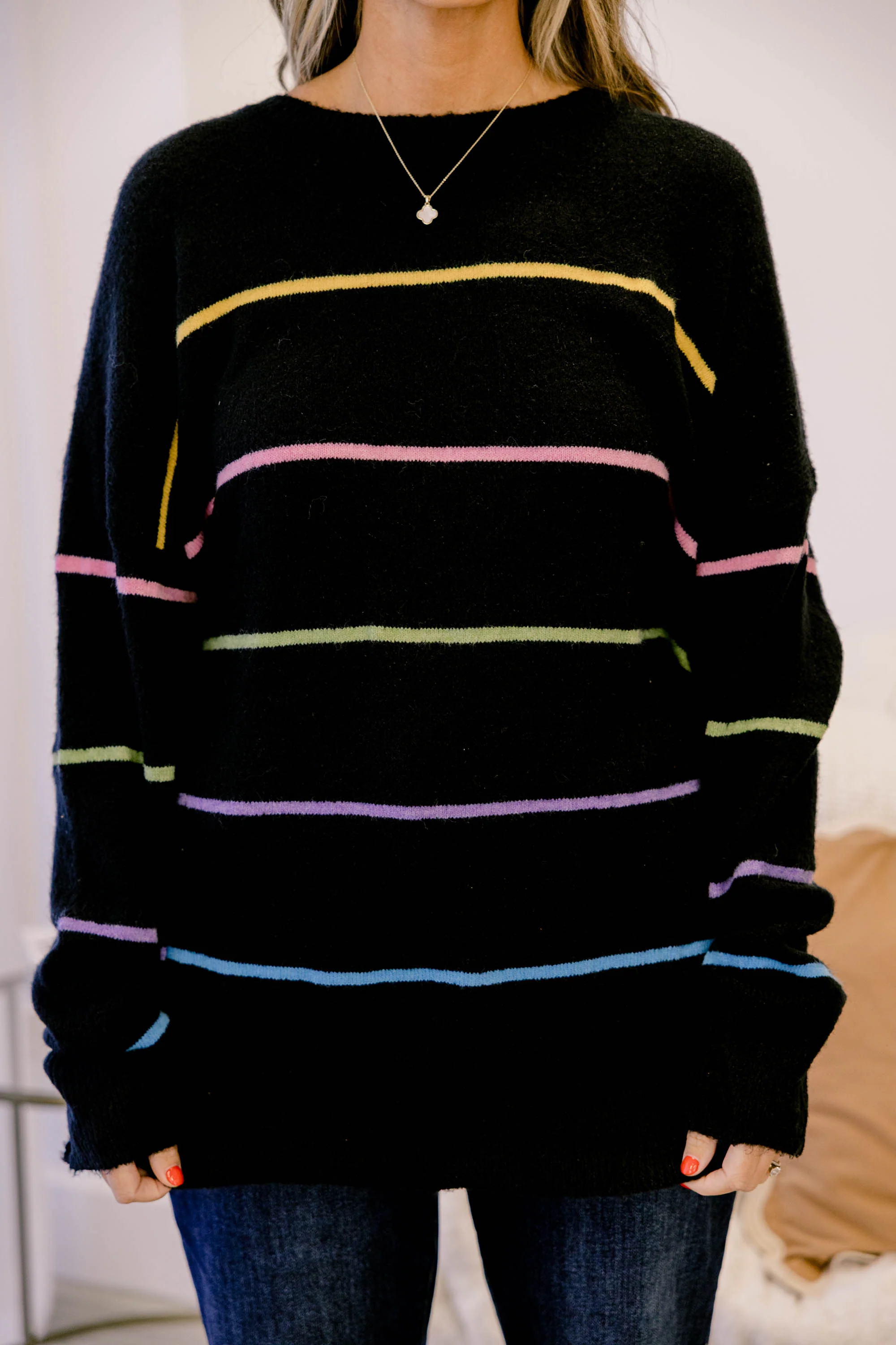 Slumber Party Sweater, Black Multi - Giverhouse