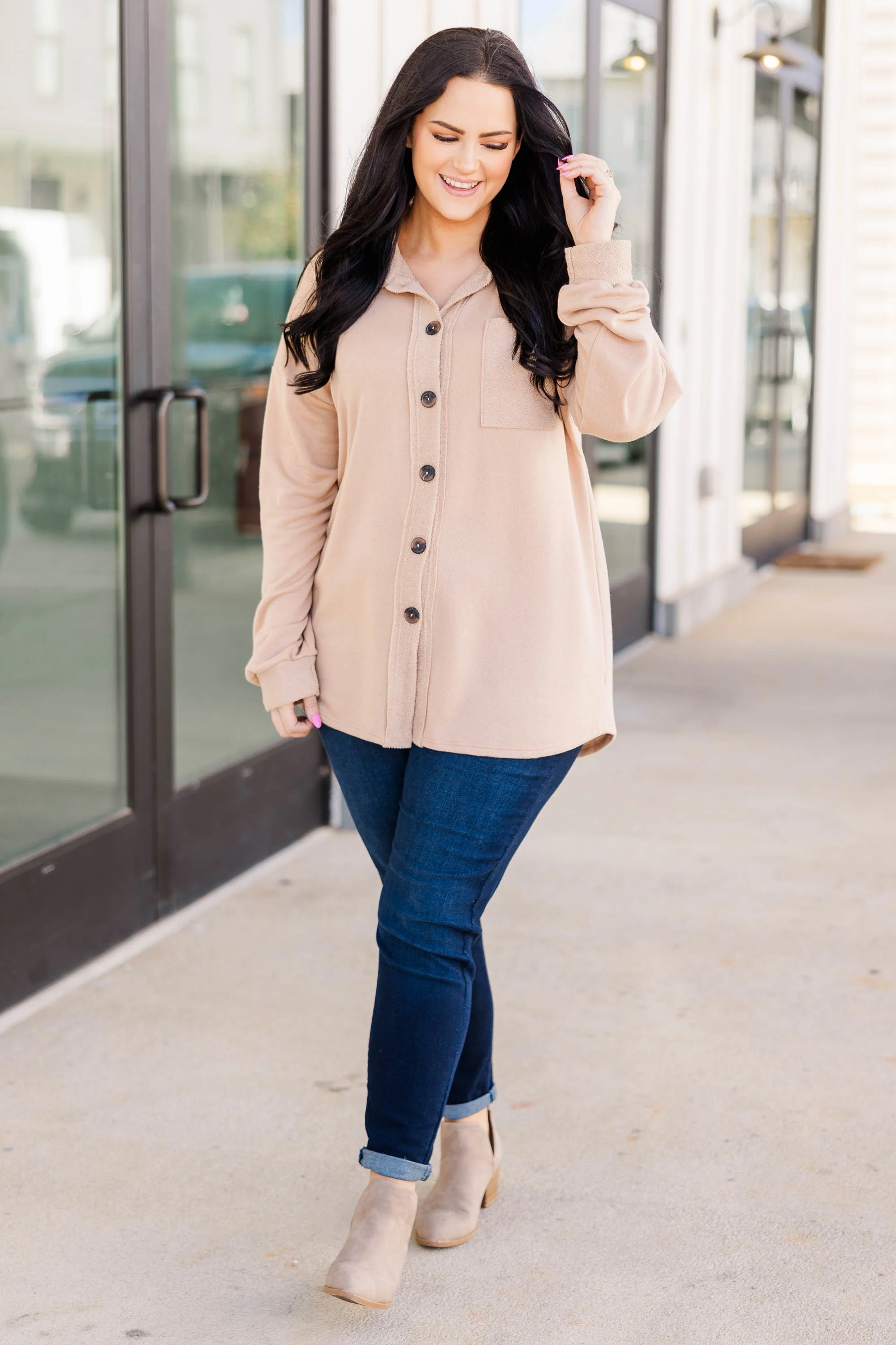 Memories I Can Use Top, Taupe - Giverhouse