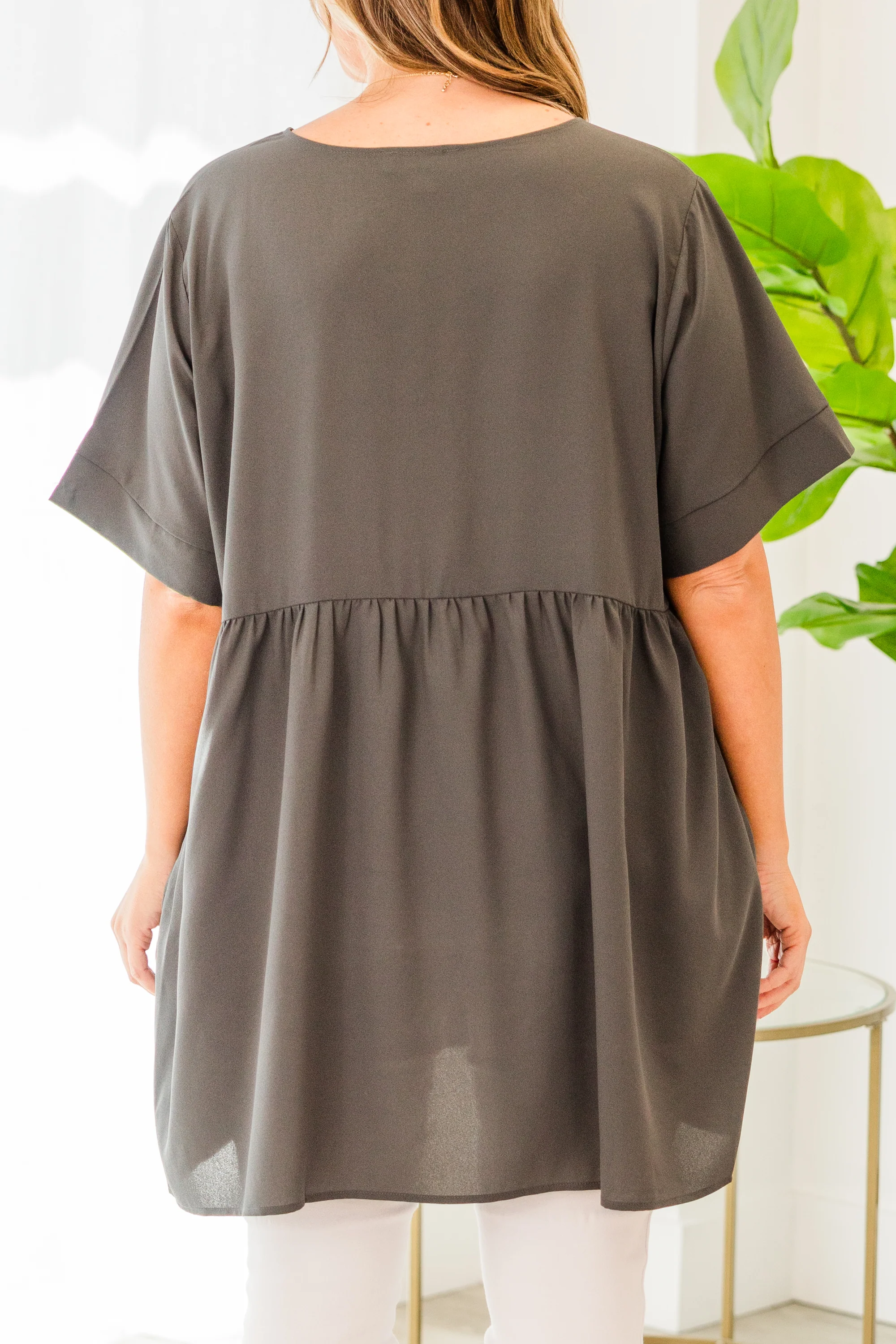 Primrose Babydoll Top, Ash Grey - Giverhouse