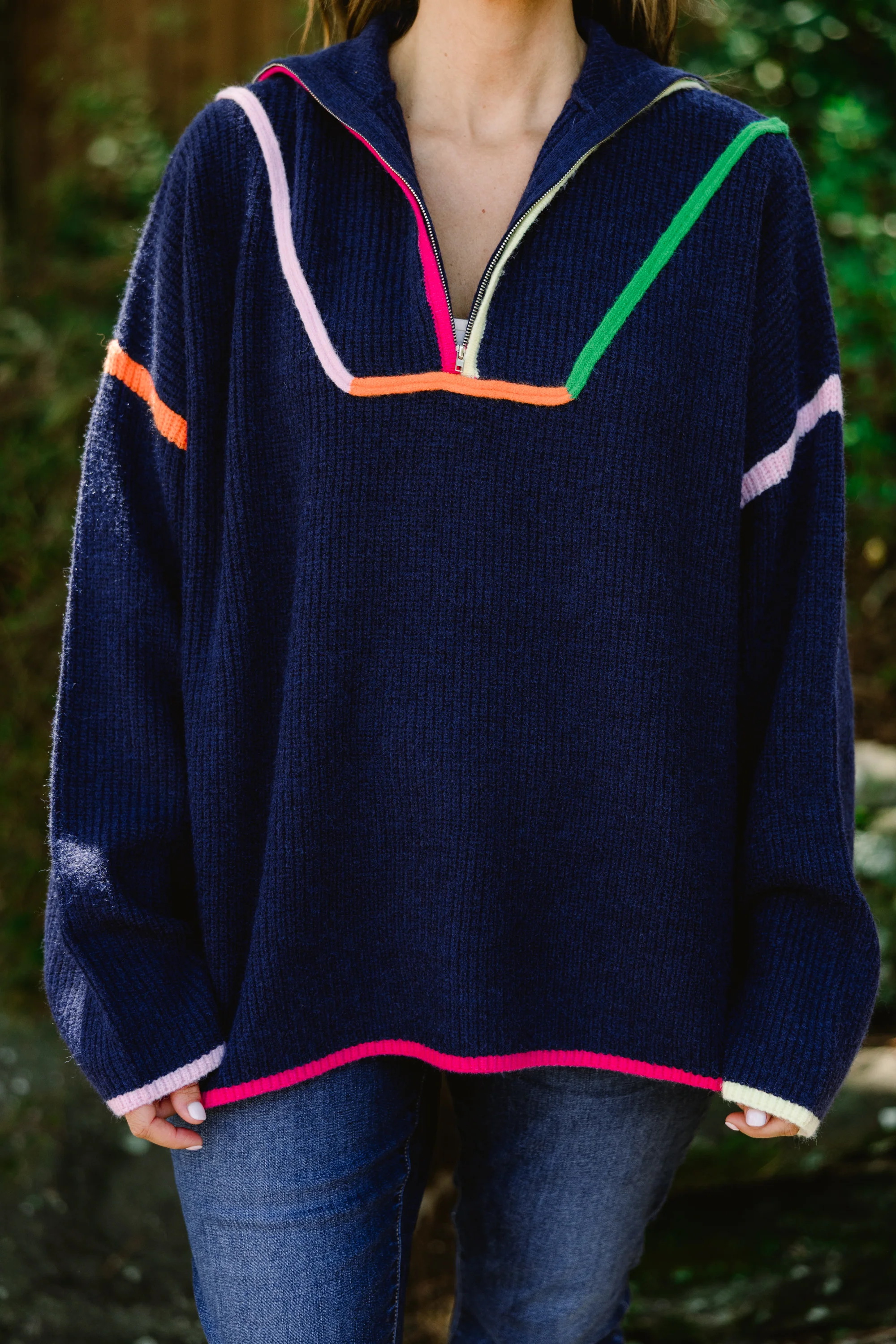 Falling For Fall Sweater, Navy Multi - Giverhouse