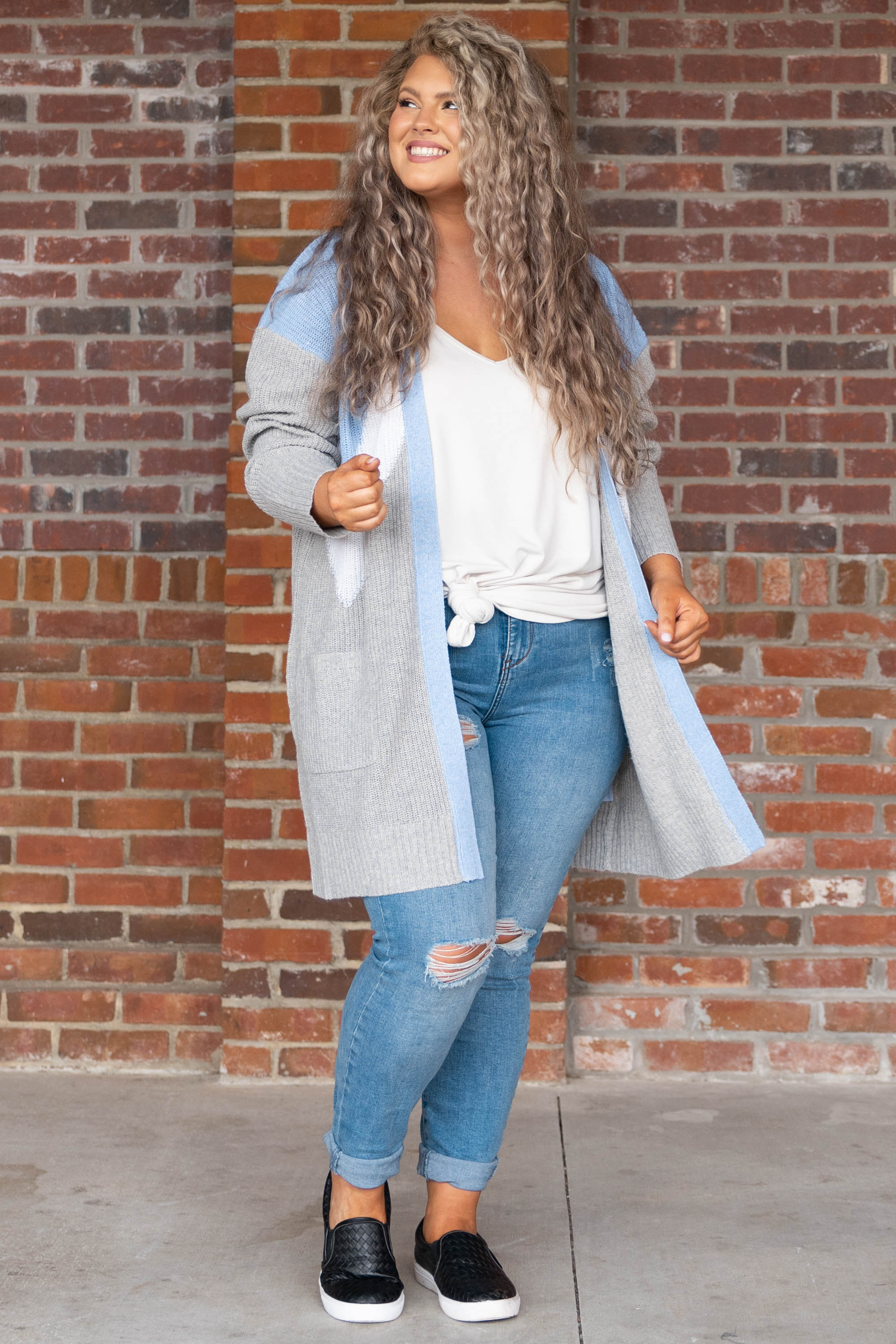 Stronger Than I Have Been Before Cardigan, Blue - Giverhouse