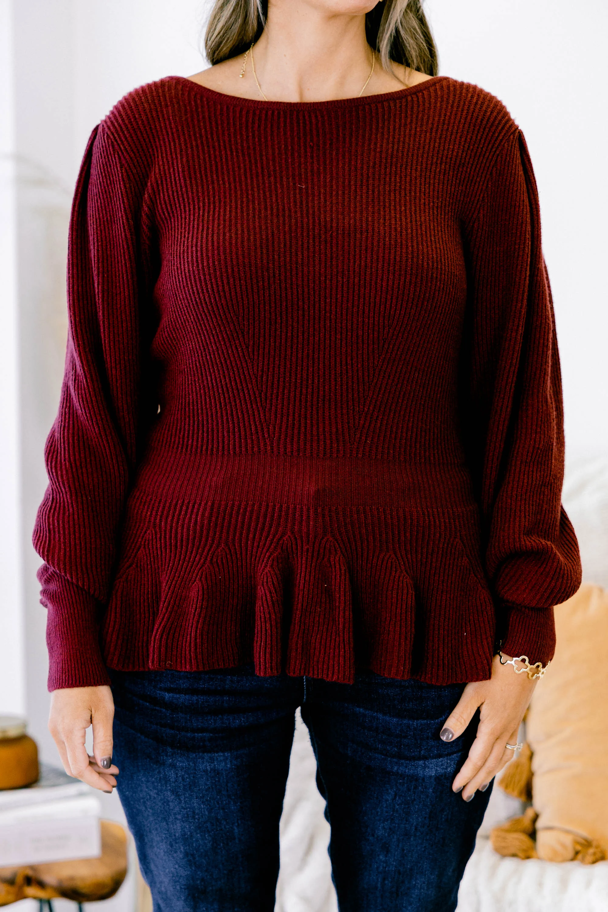 Final Notice Sweater, Burgundy - Giverhouse