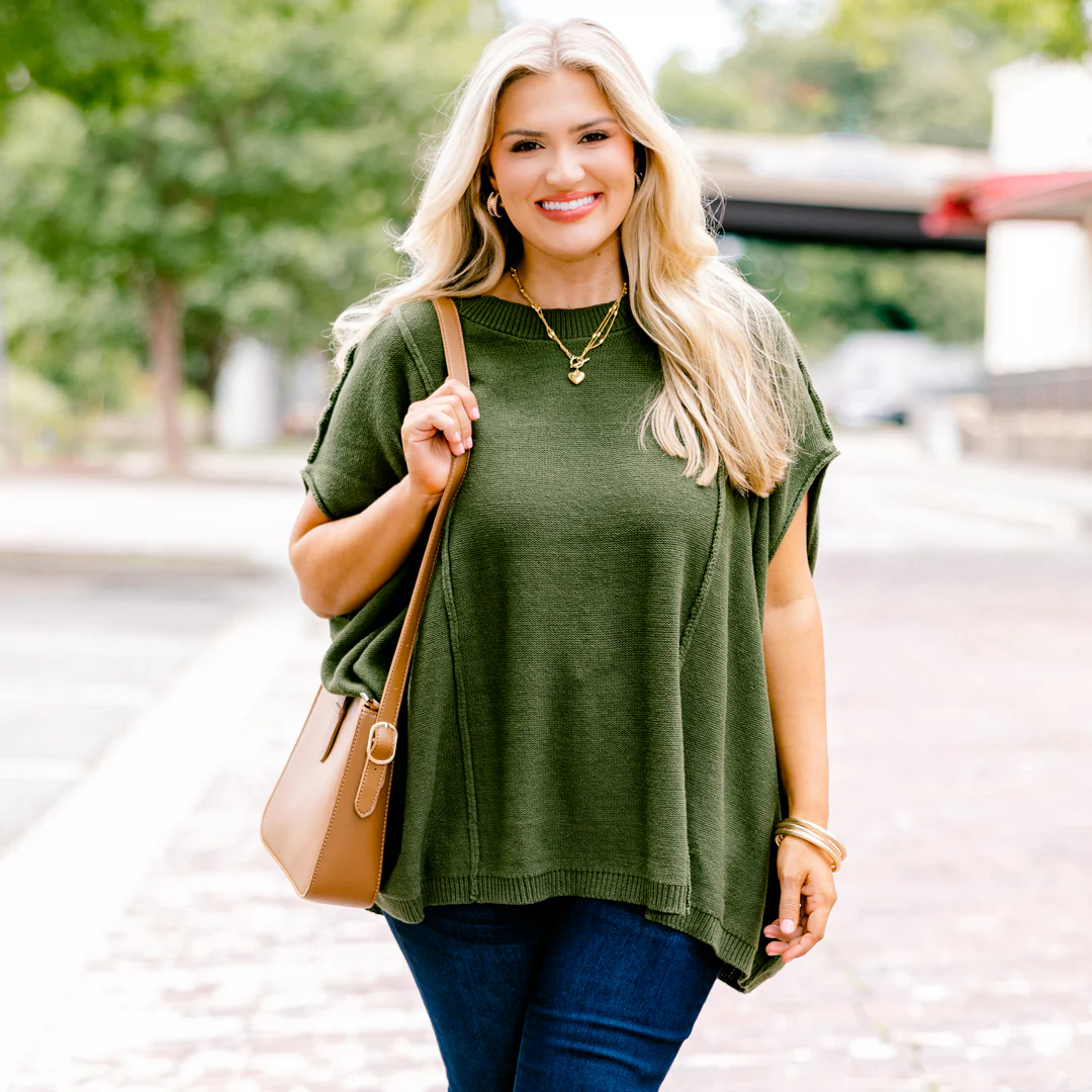 On My Way Over Sweater, Olive - Giverhouse