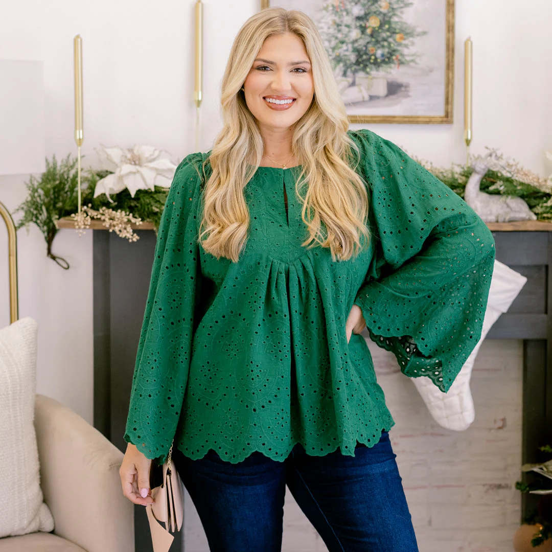 Free Like The Wind Top, Green Lace - Giverhouse