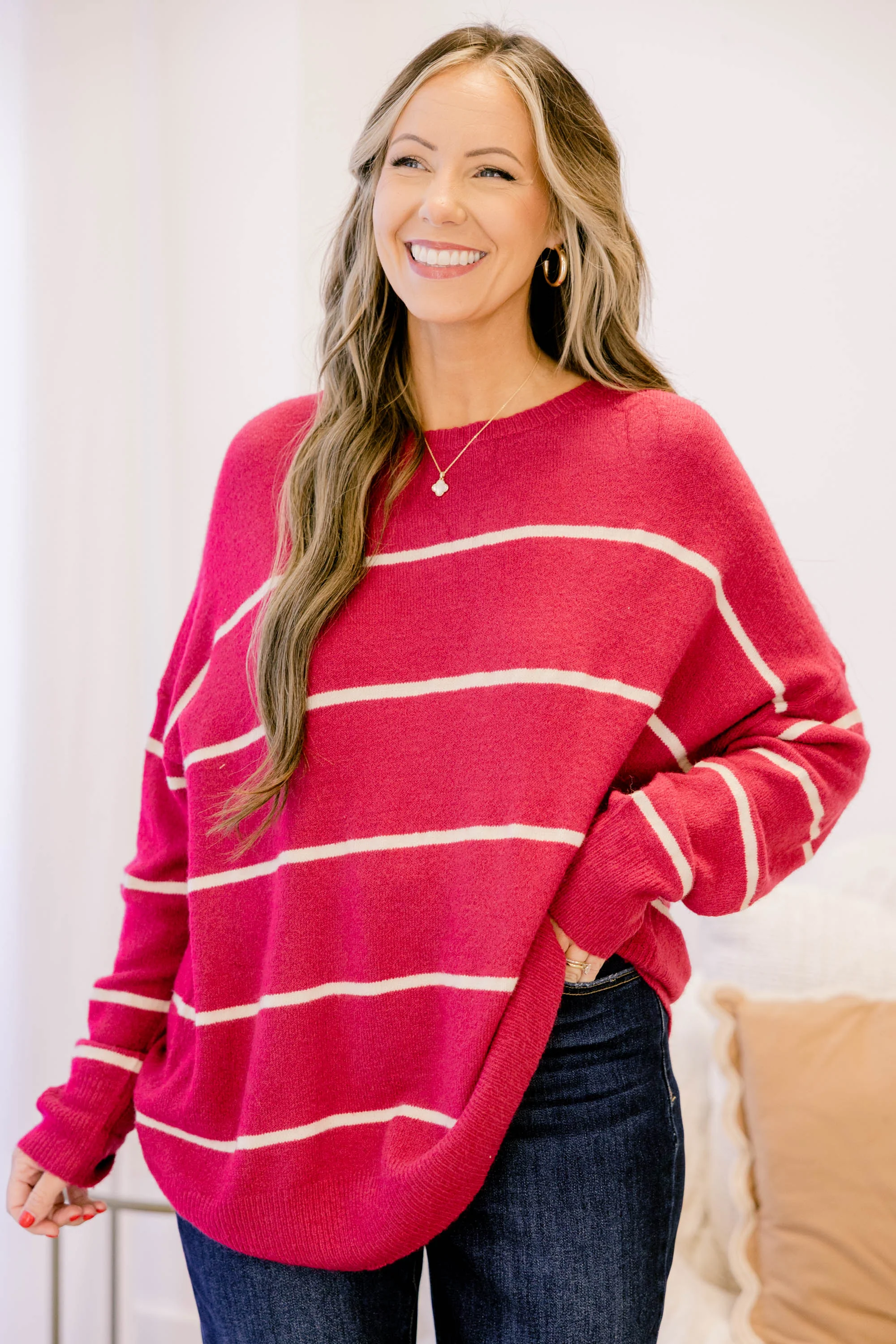 Slumber Party Sweater, Deep Pink - Giverhouse