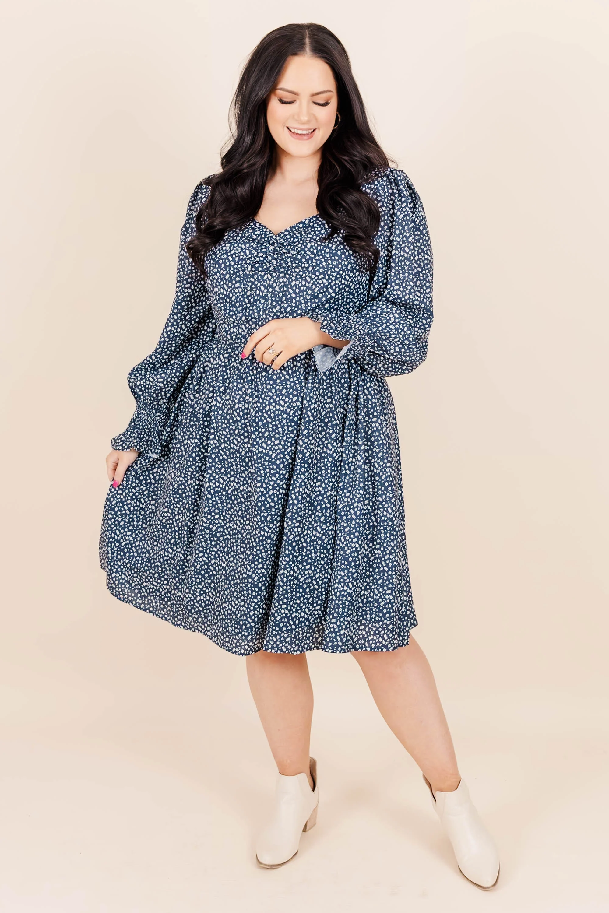 Dancing With Our Hands Tied Dress, Navy - Giverhouse