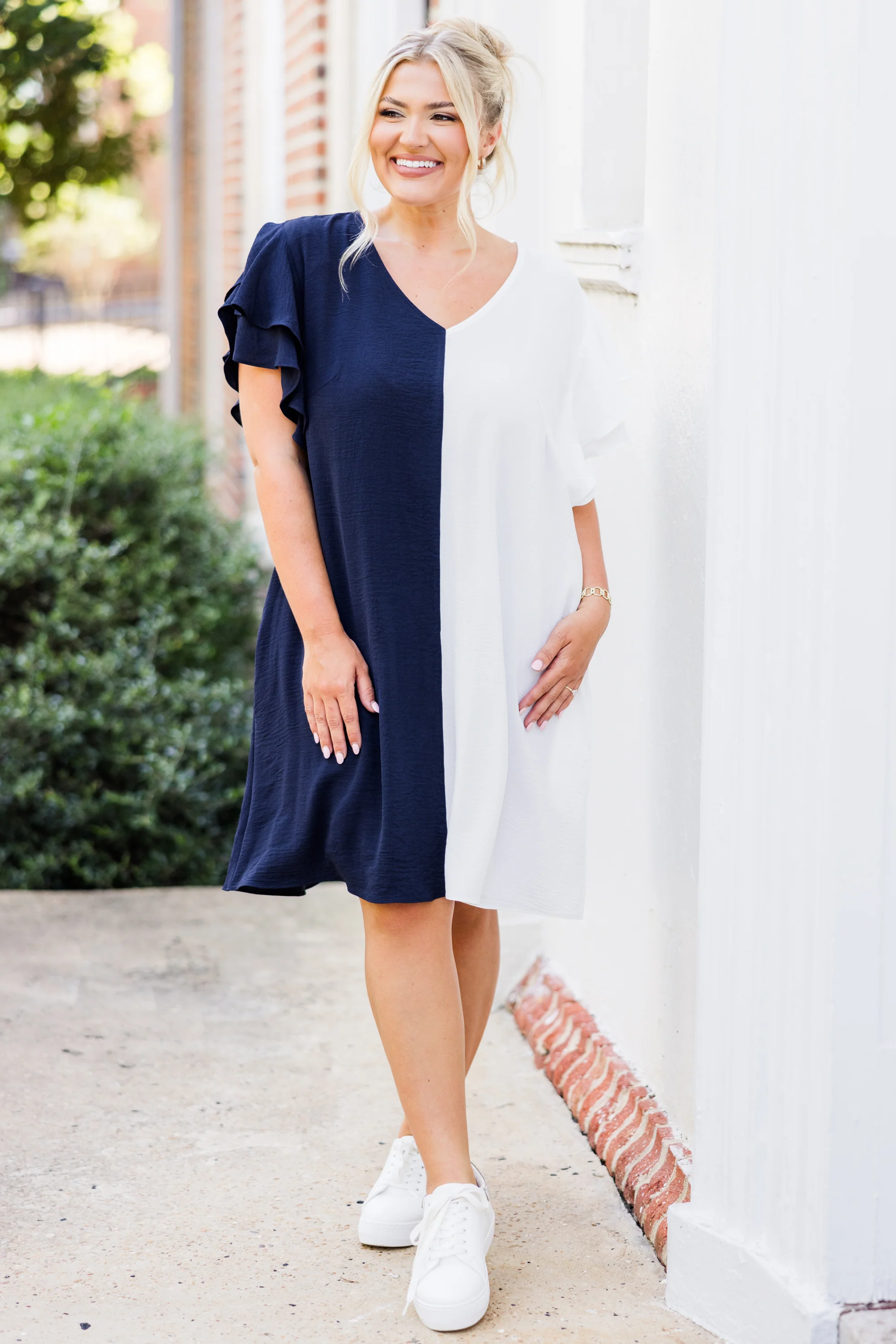 Saturday Best Dress, Navy-White - Giverhouse
