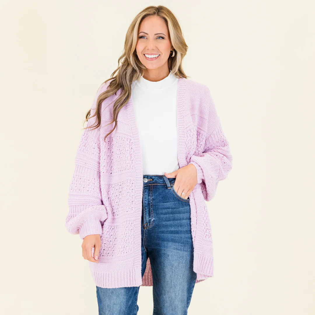 Keepin' Cozy Cardigan, Lavender - Giverhouse