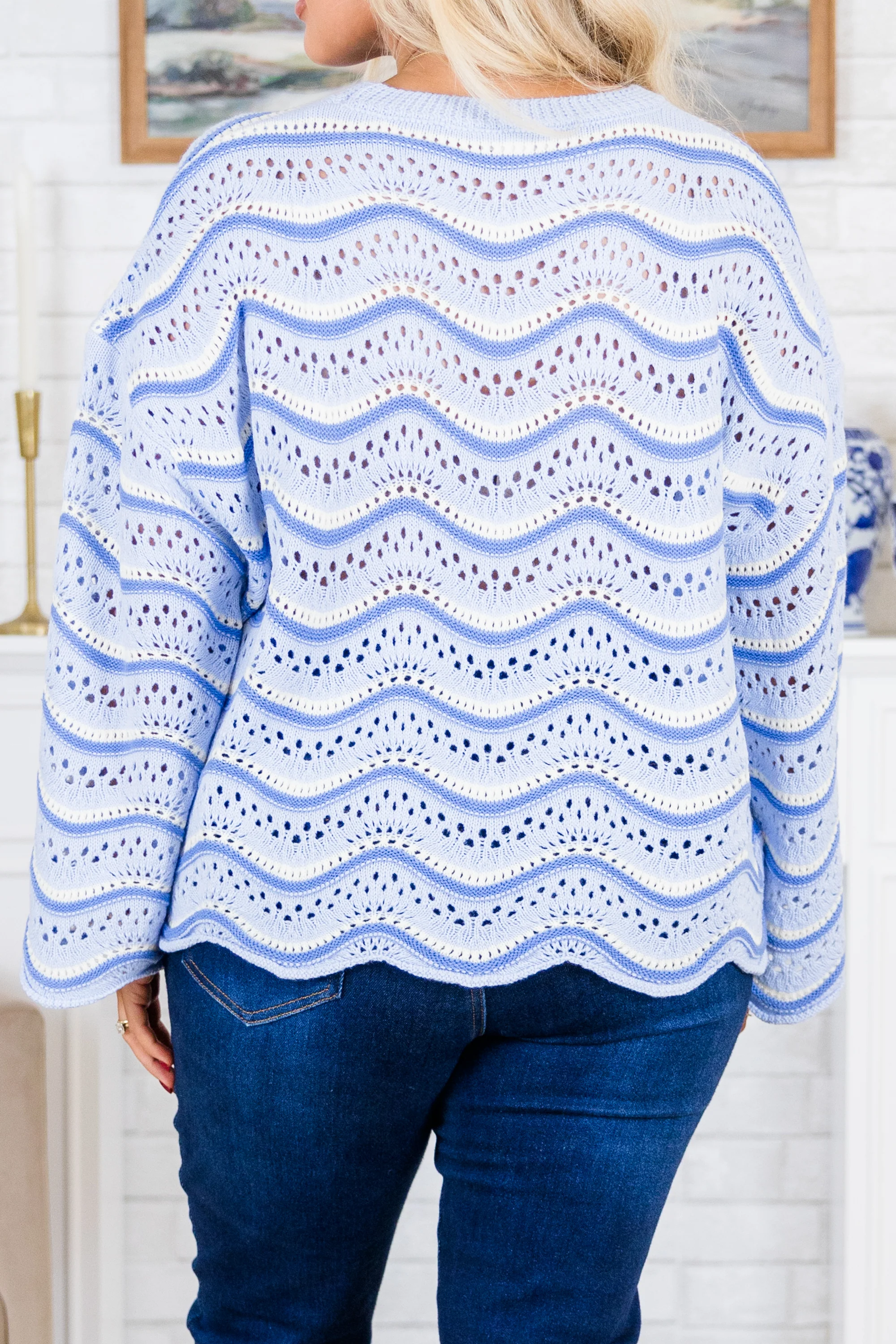 Wavy Comfort Sweater, Blue - Giverhouse