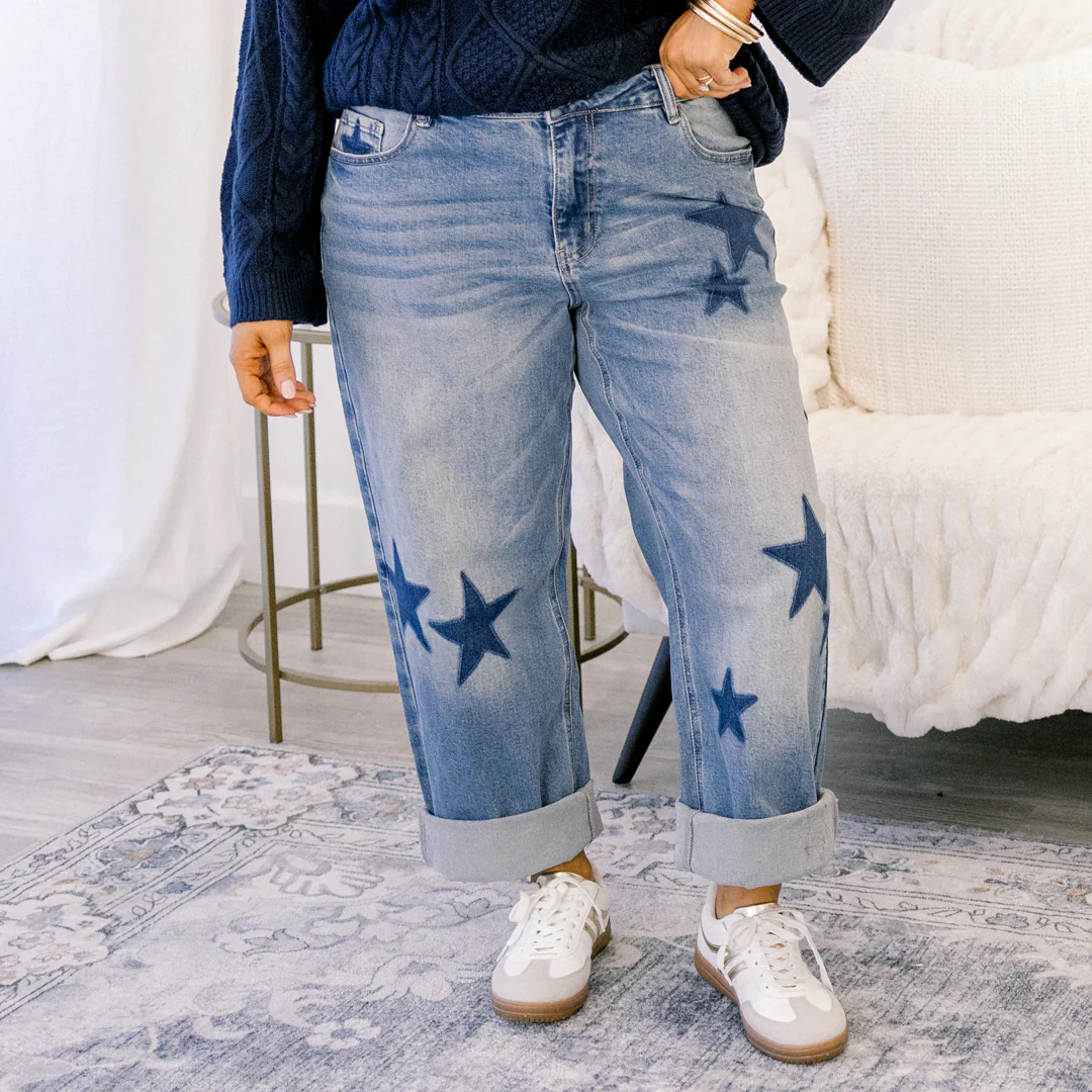 Passing Notes Jeans, Star Patch - Giverhouse