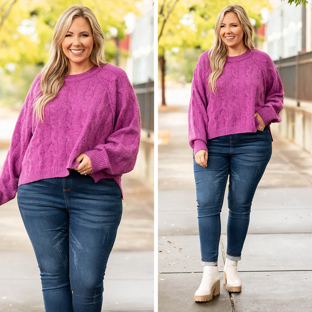 A Loving Heart Sweater, Magenta - Giverhouse