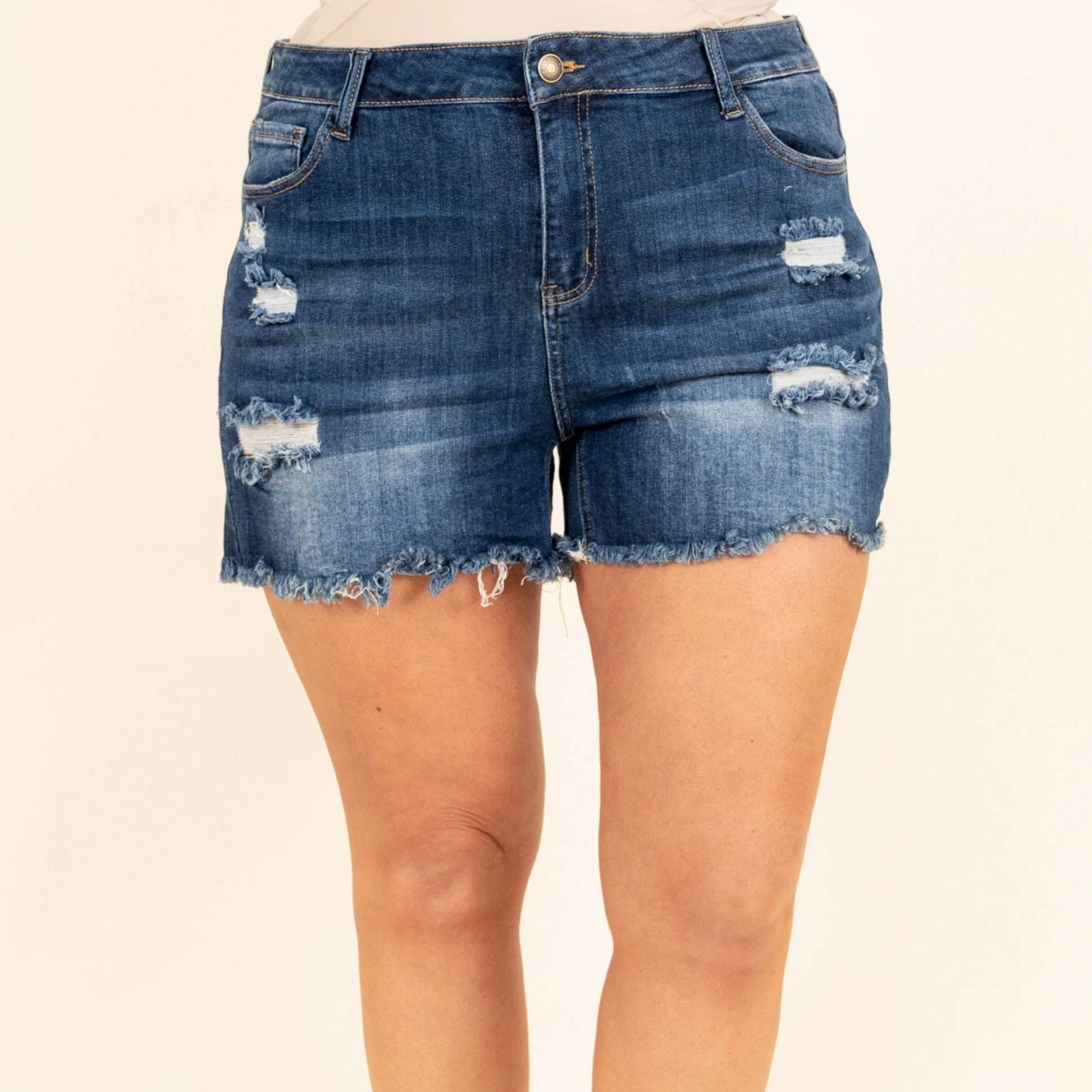 Good Times And Tan Lines Shorts, Dark Wash - Giverhouse