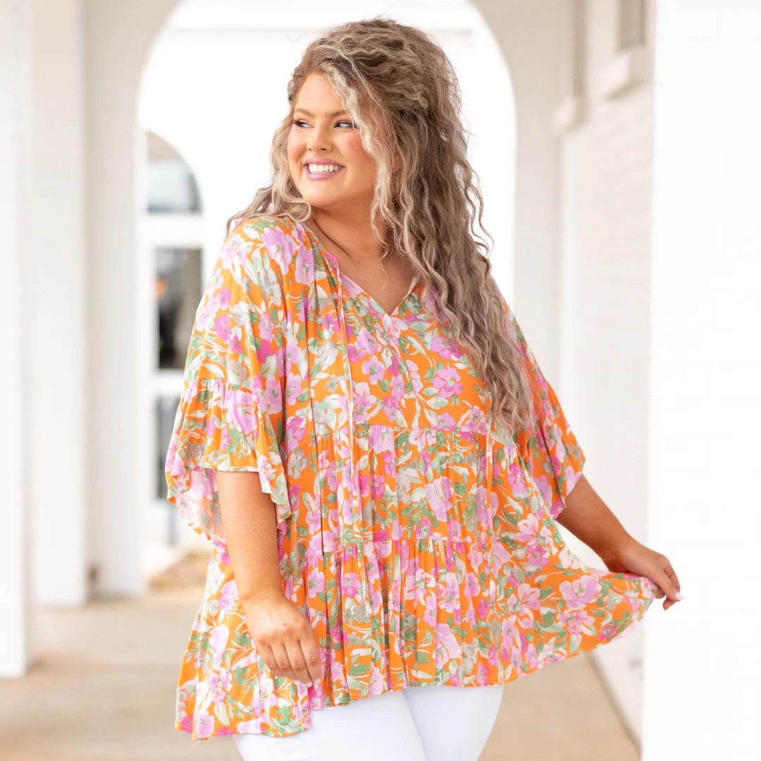 Here She Comes Top, Orange - Giverhouse