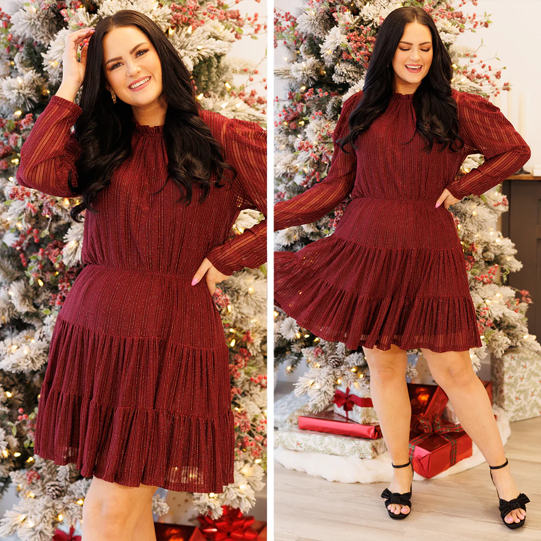 Heart Skips A Beat Dress, Wine - Giverhouse