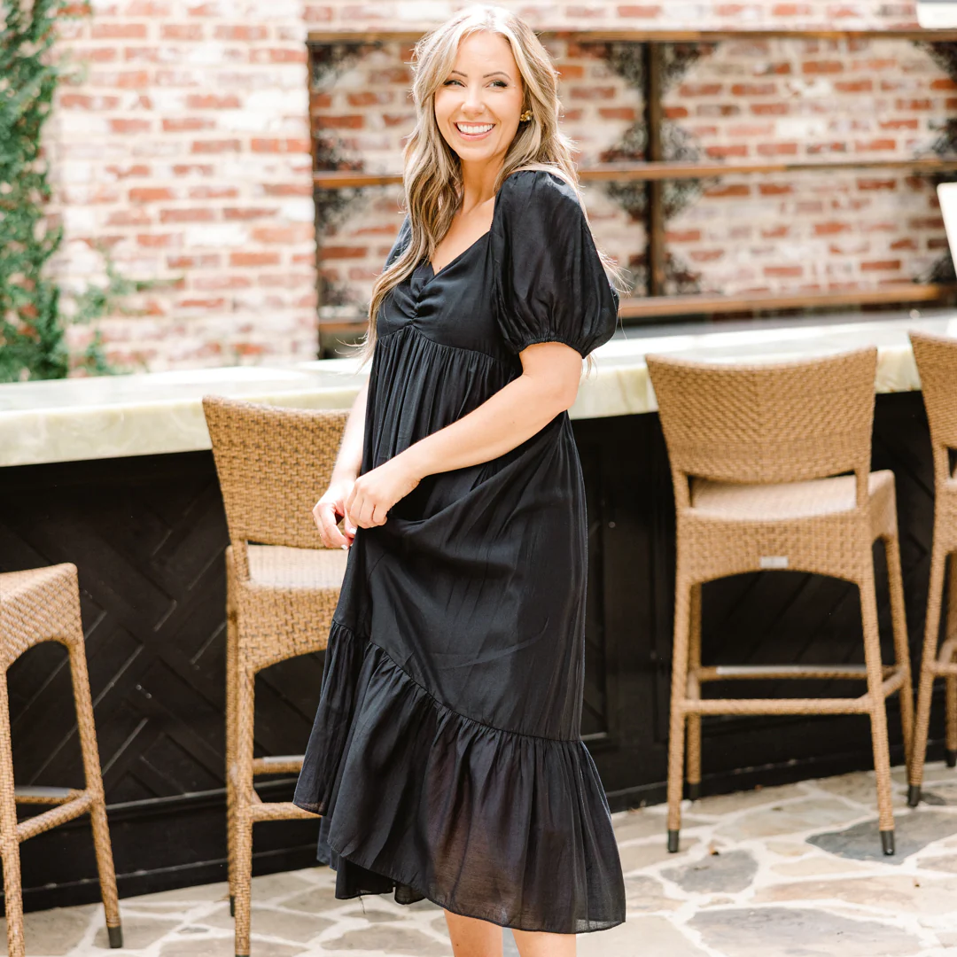 Working Your Charm Midi Dress, Black - Giverhouse