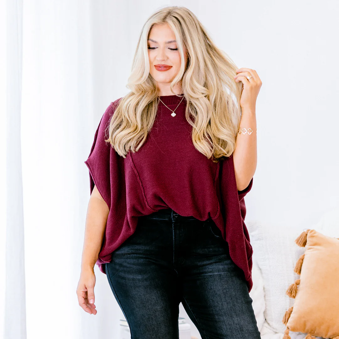 On My Way Over Sweater, Wine - Giverhouse