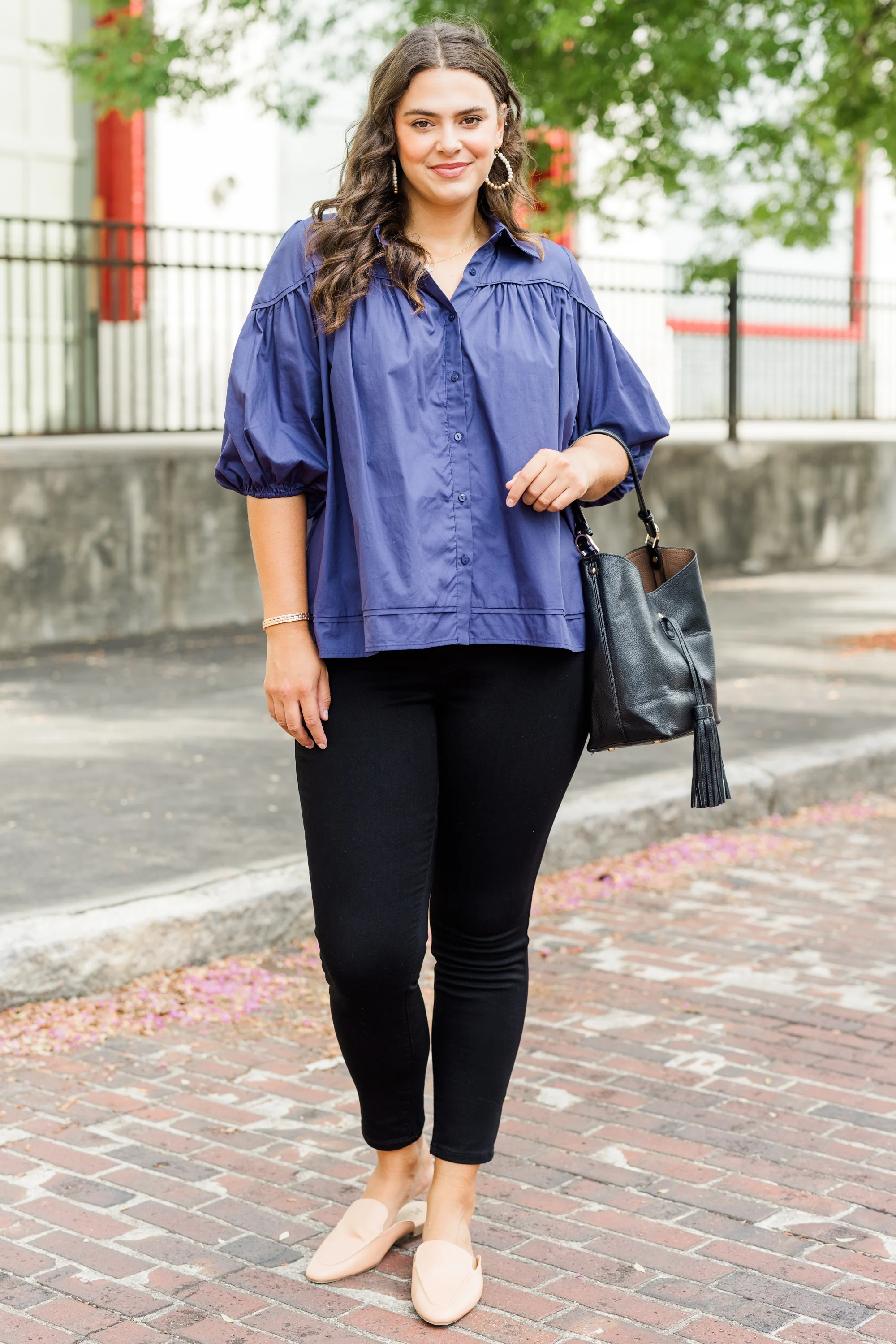 Love Is All Around Blouse, Navy - Giverhouse