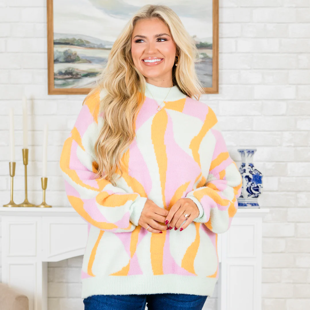 Hug Me Sweater, Orange Multi - Giverhouse