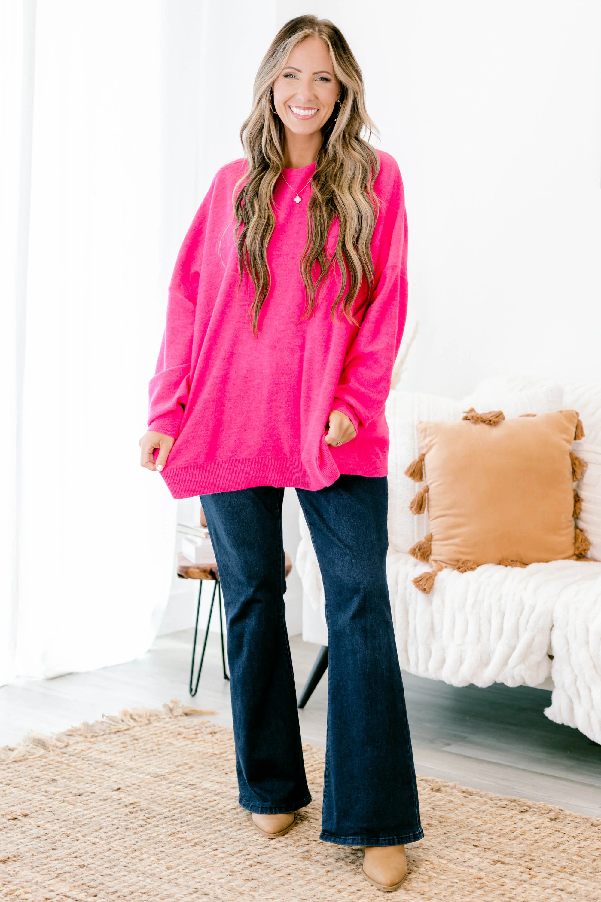 On My Own Sweater, Fuchsia - Giverhouse