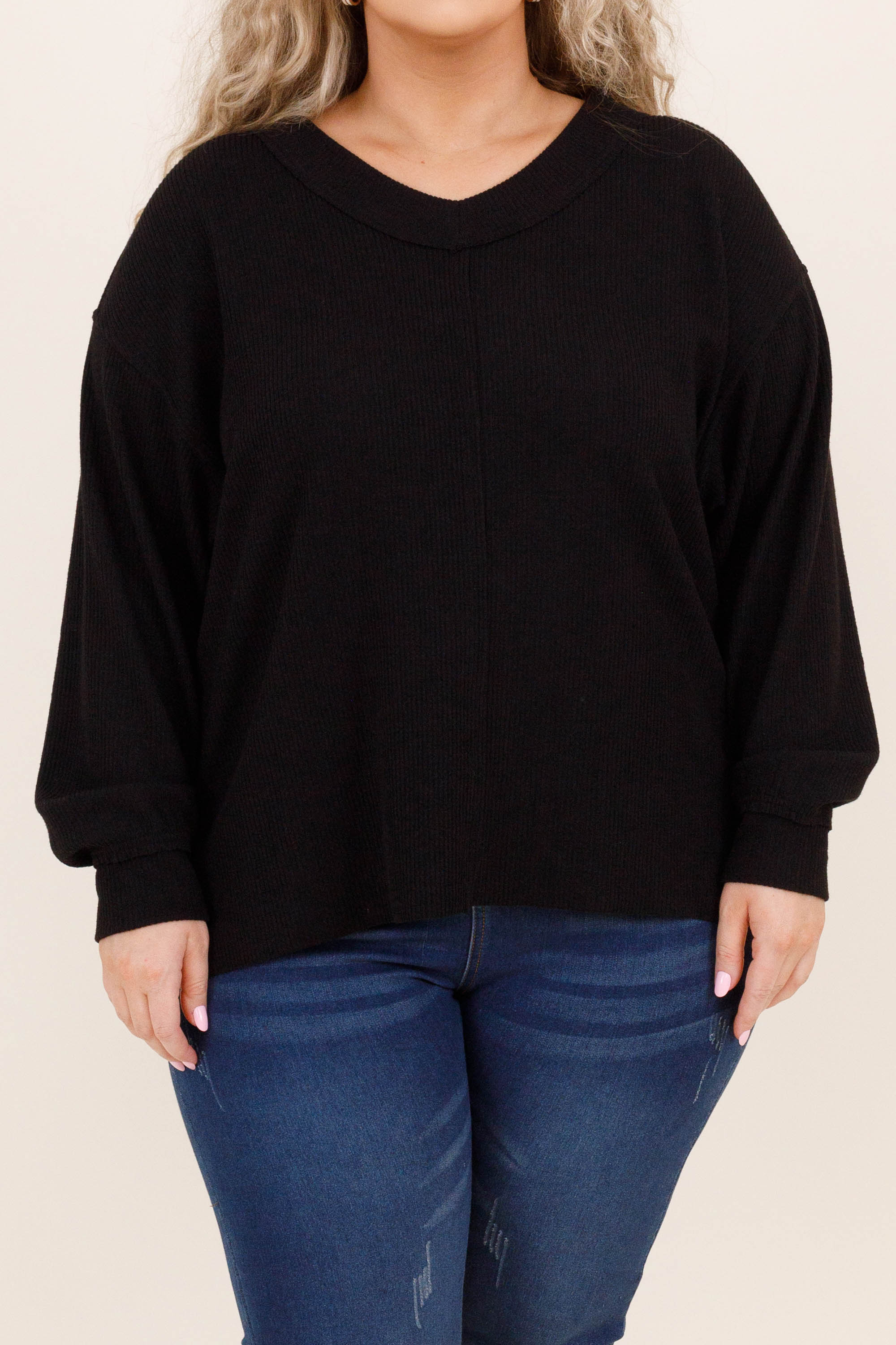 Cozy Textured Sweatshirt, Black - Giverhouse