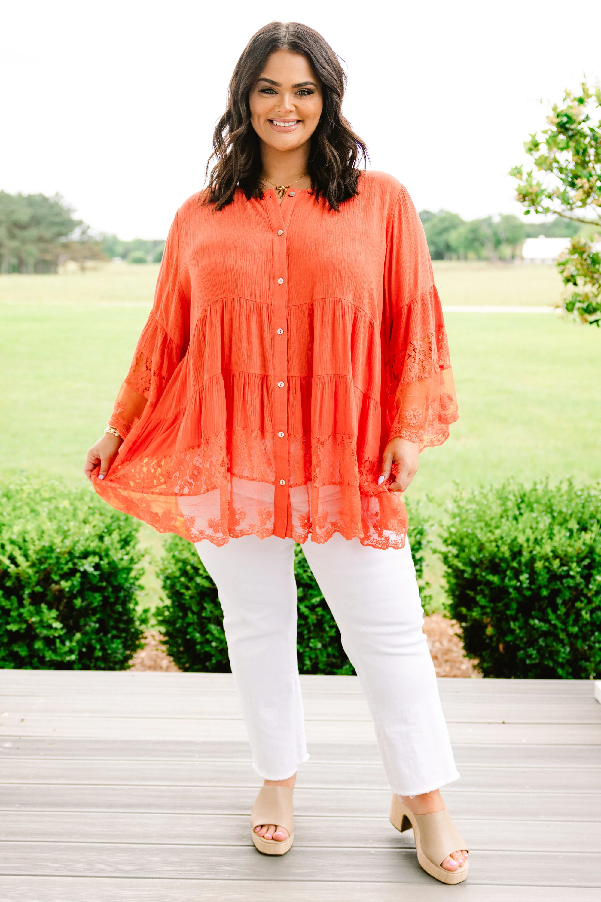 Don't Fail Me Now Blouse, Coral - Giverhouse