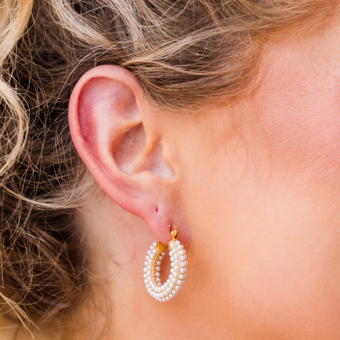 Lauren Kenzie: Gilded Grace Earrings, Pearl - Giverhouse