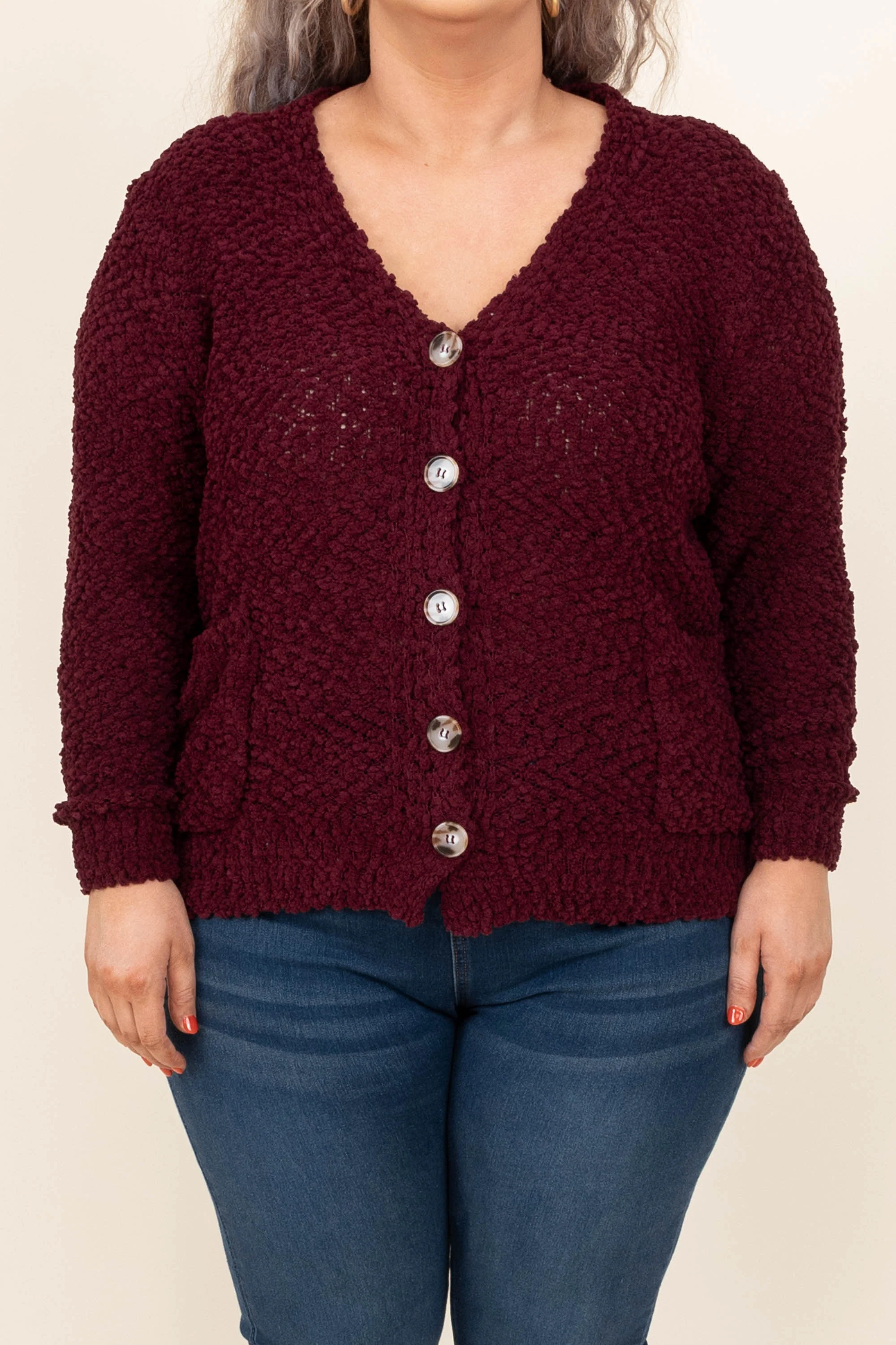 State Of Dreaming Cardigan, Dark Burgundy - Giverhouse
