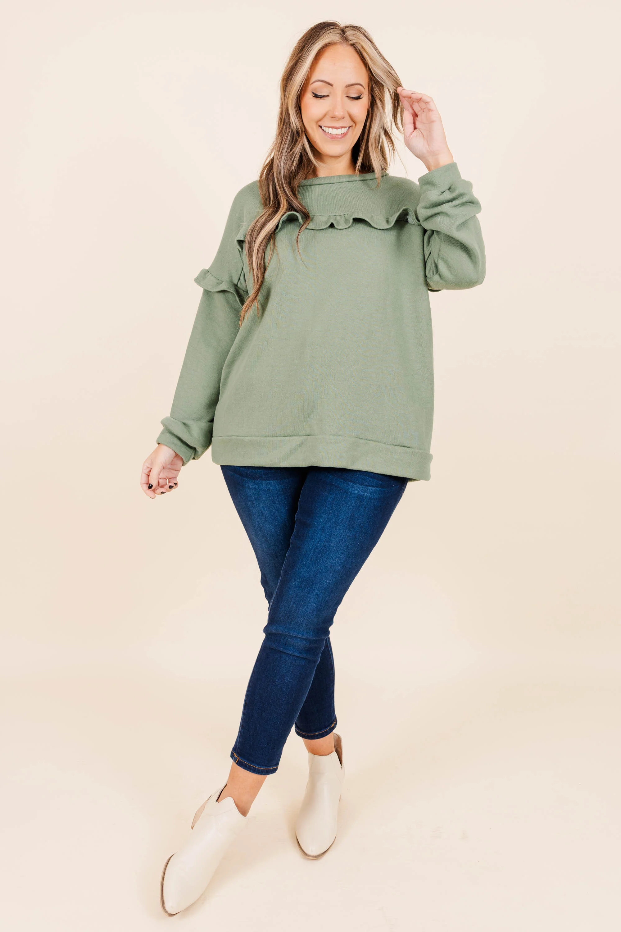 Toffee Kisses Pullover, Sage - Giverhouse