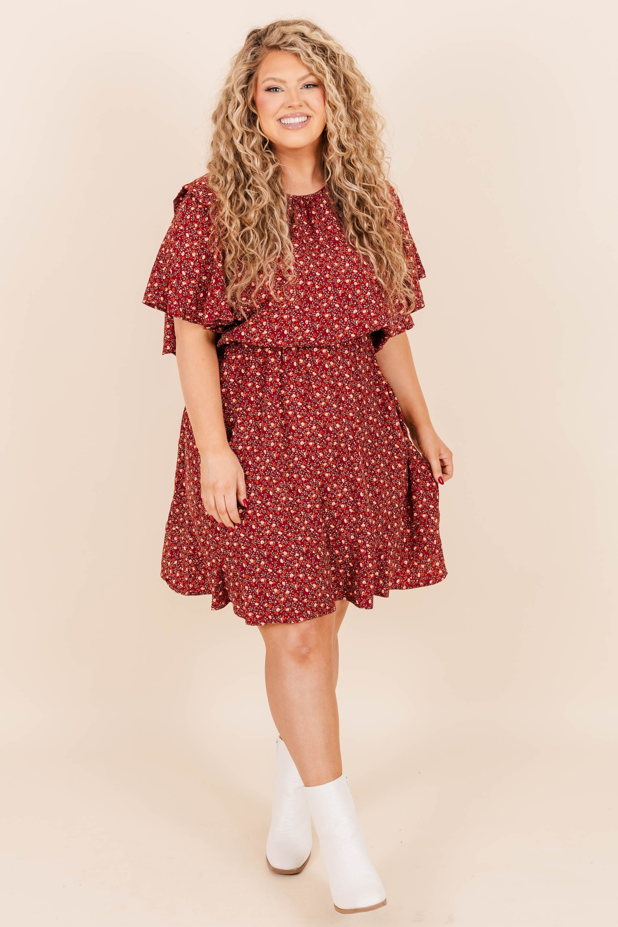 Bask In Every Moment Dress, Burgundy - Giverhouse
