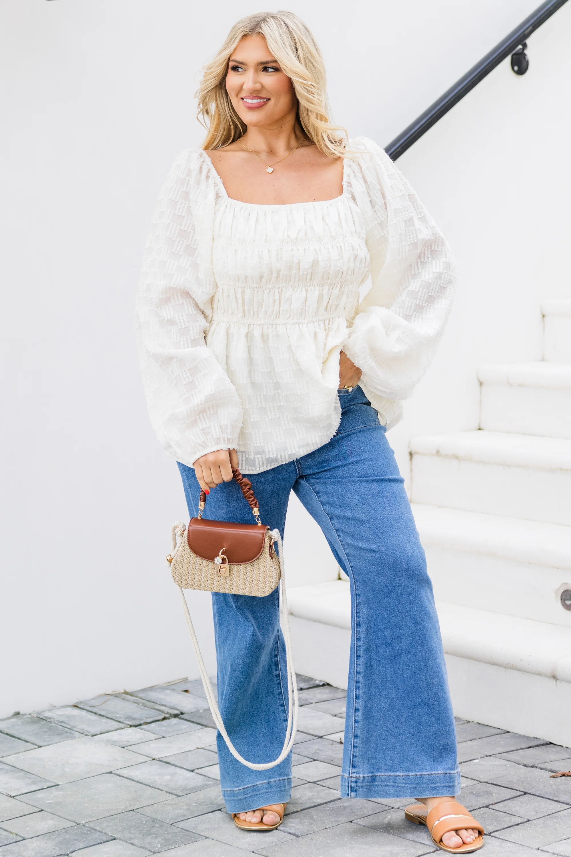 Making The Call On It Top, Ivory - Giverhouse