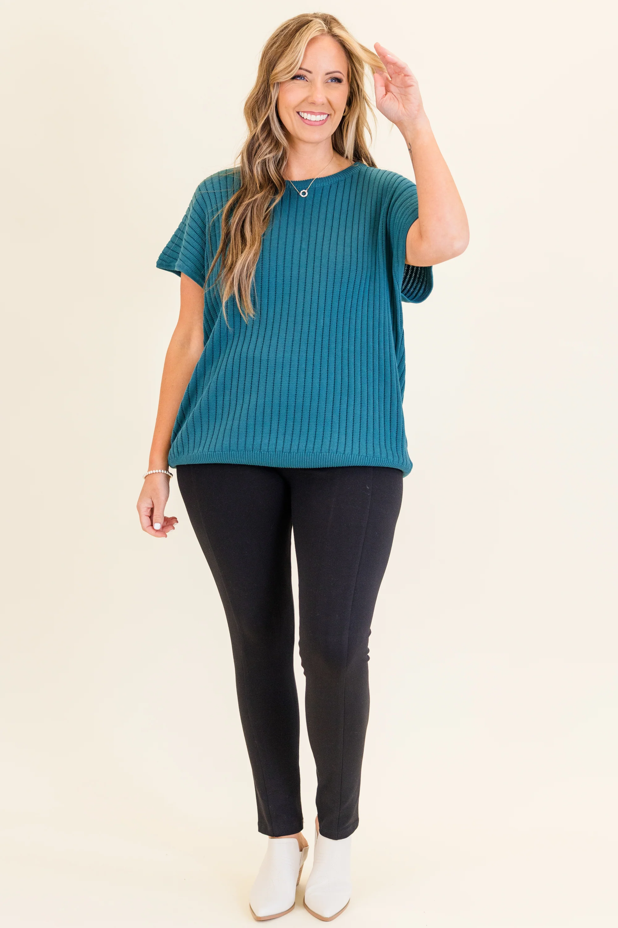 Ribbed Staple Sweater, Jade Green - Giverhouse
