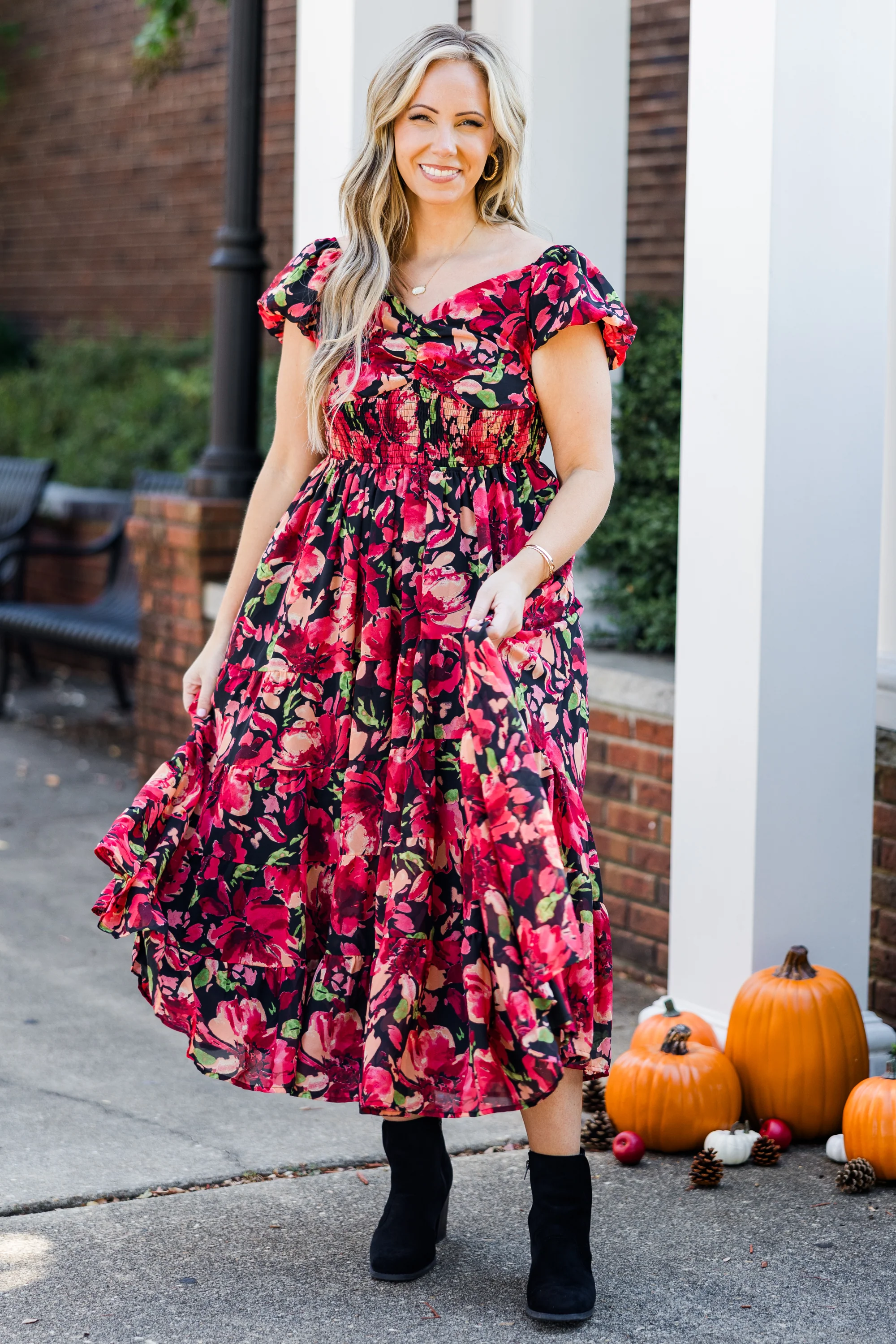Love From Above Dress, Black Floral - Giverhouse