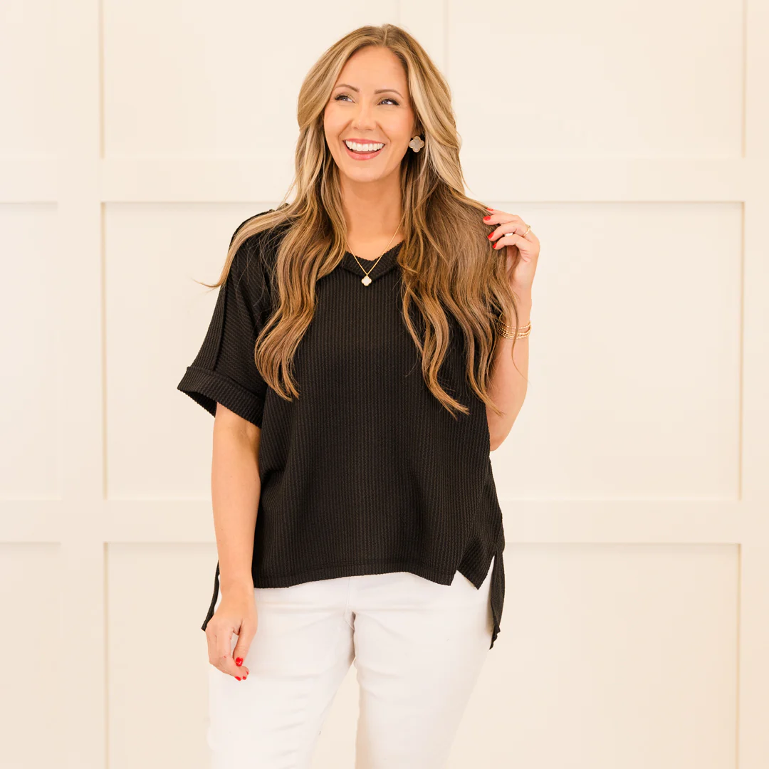 Knit Me Up Top, Black - Giverhouse