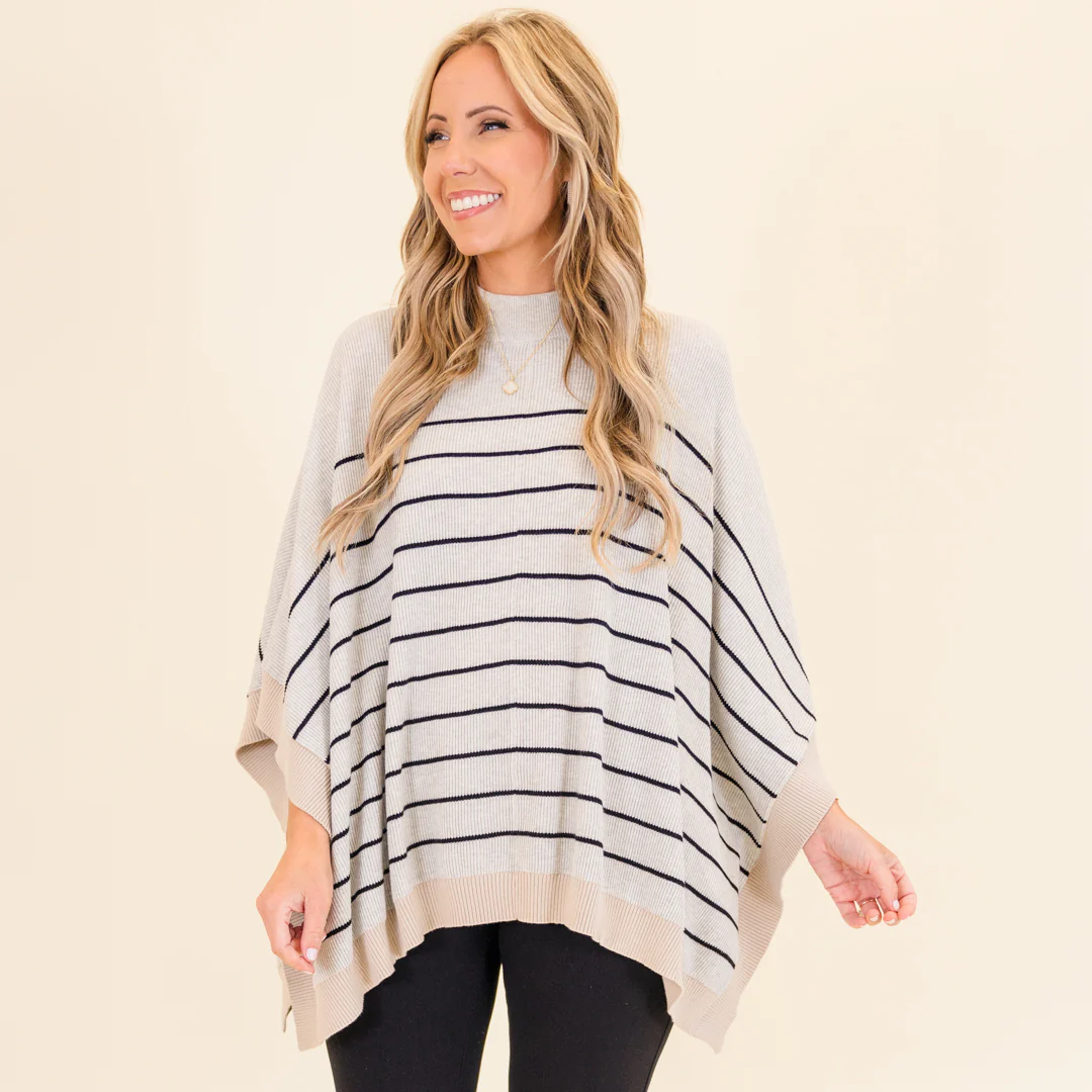 Warm Hugs Poncho, Taupe - Giverhouse