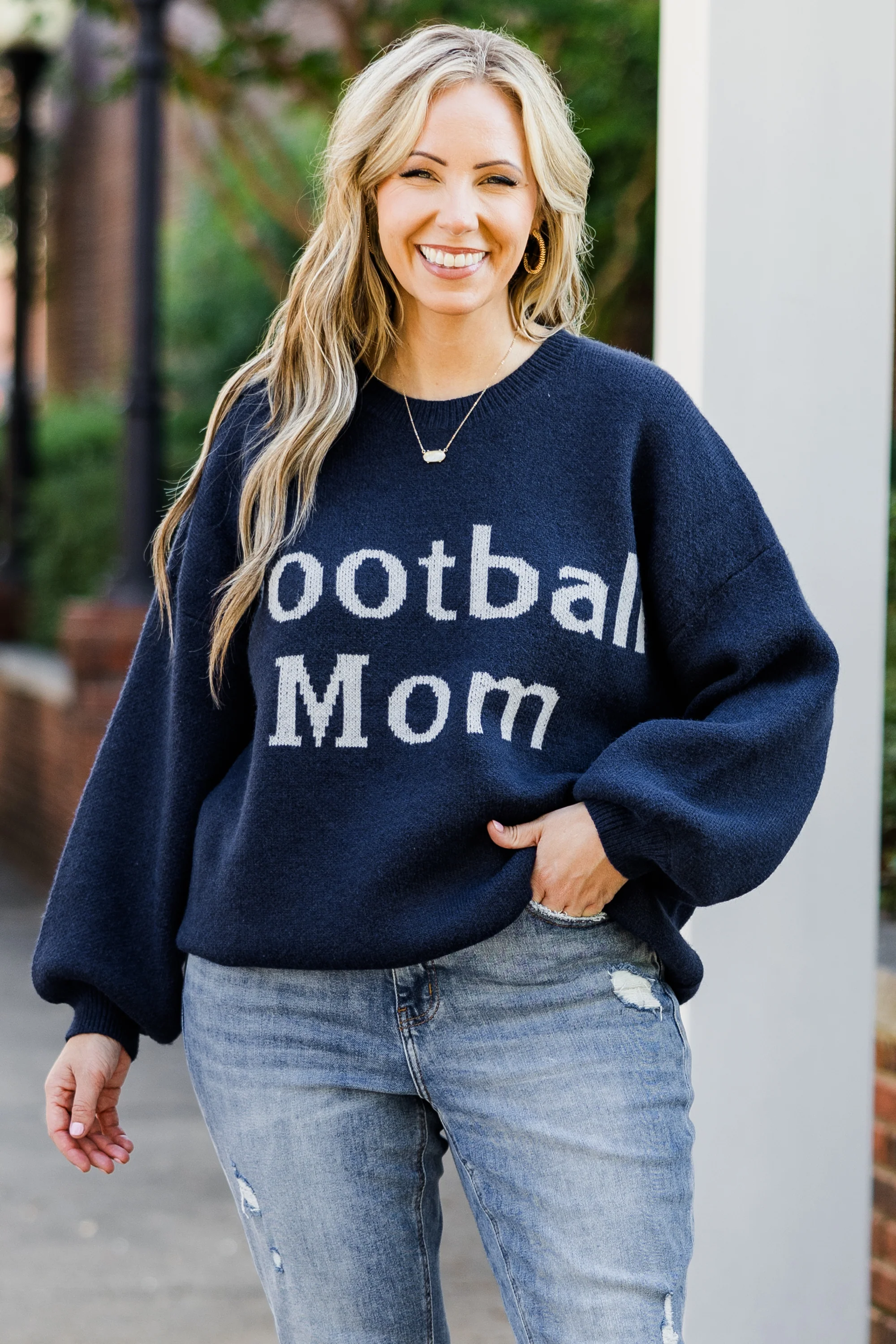 Football Mom Sweater, Navy - Giverhouse