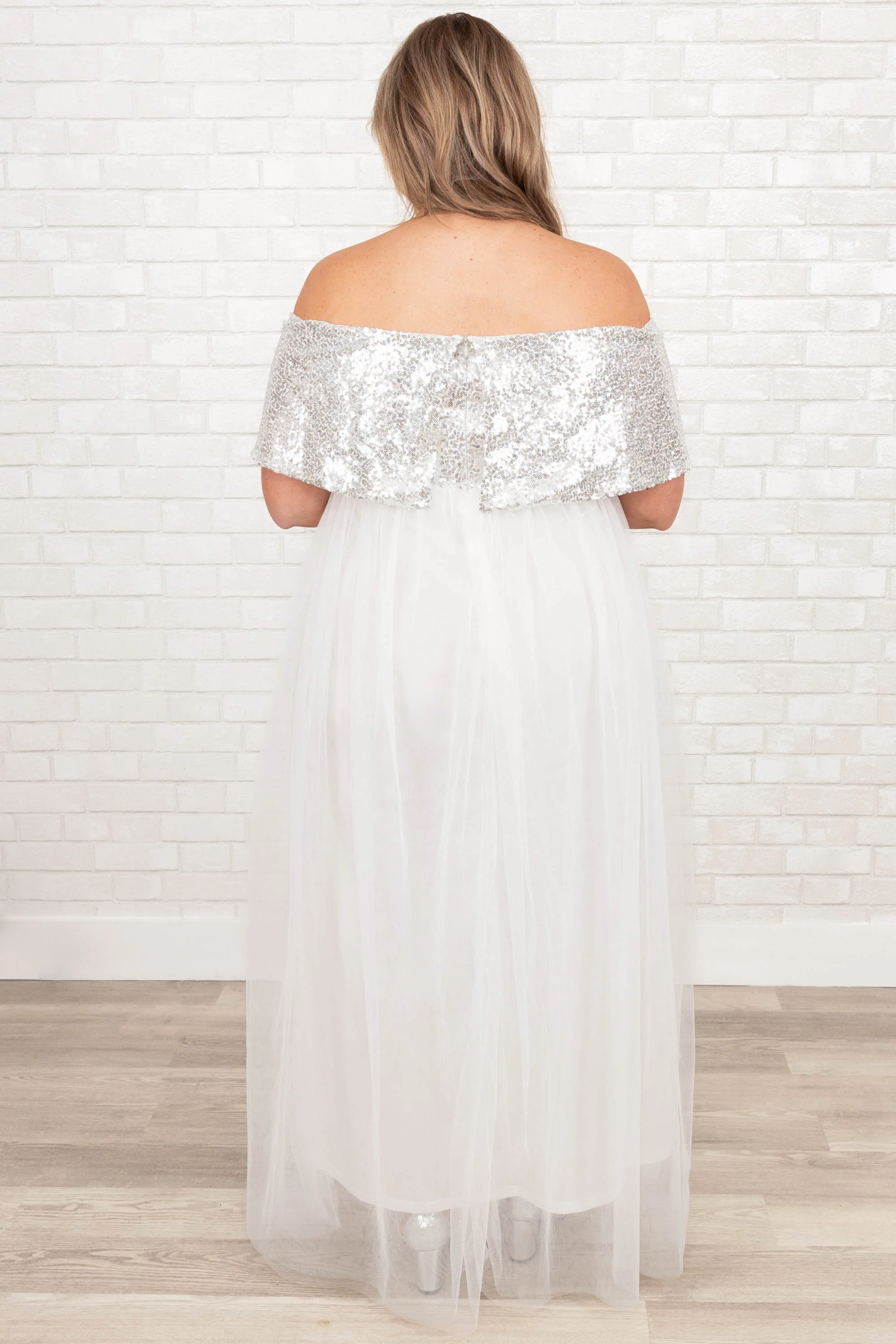 Posh Outlook Maxi Dress, Silver - Giverhouse