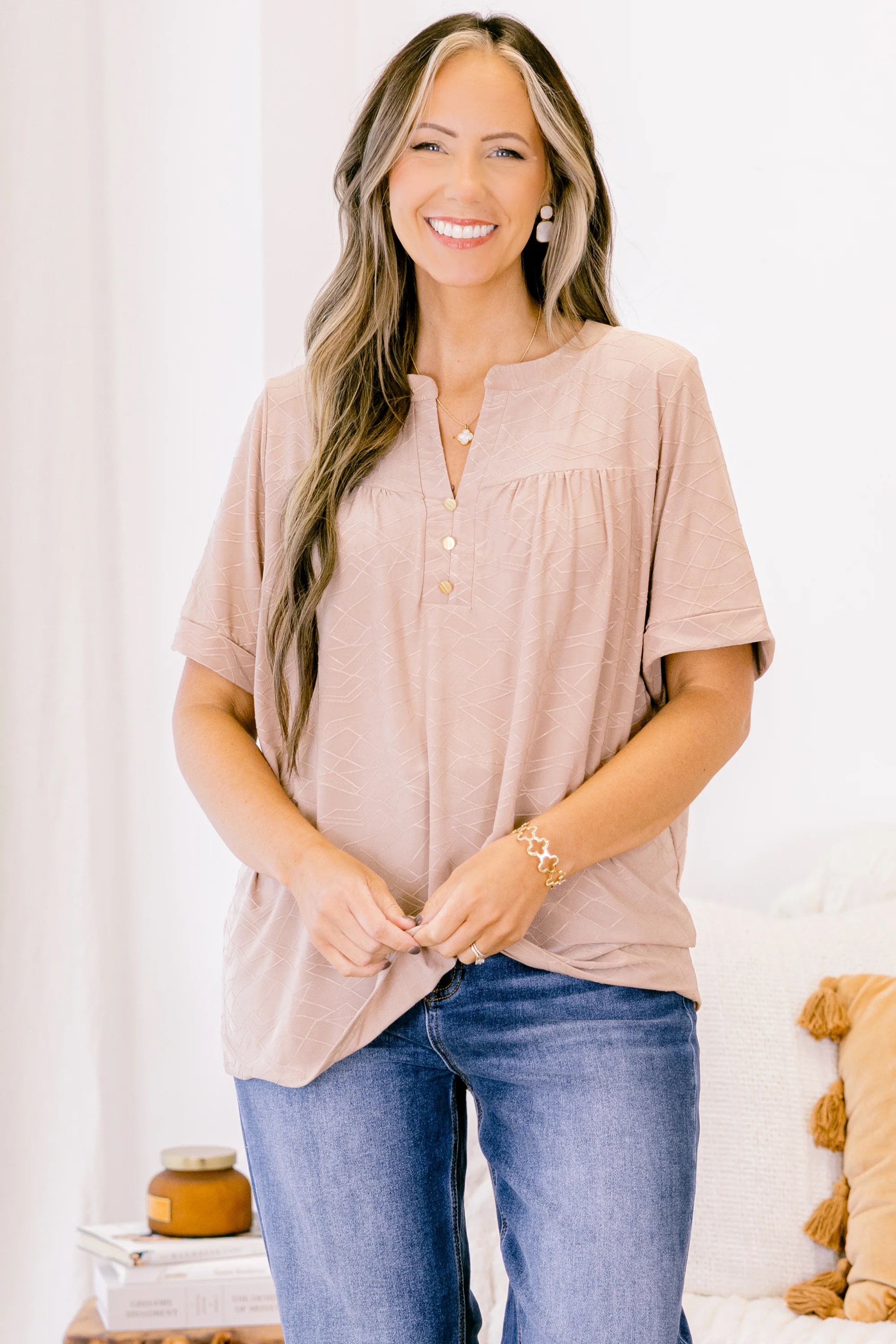 Time Passes By Top, Mocha - Giverhouse