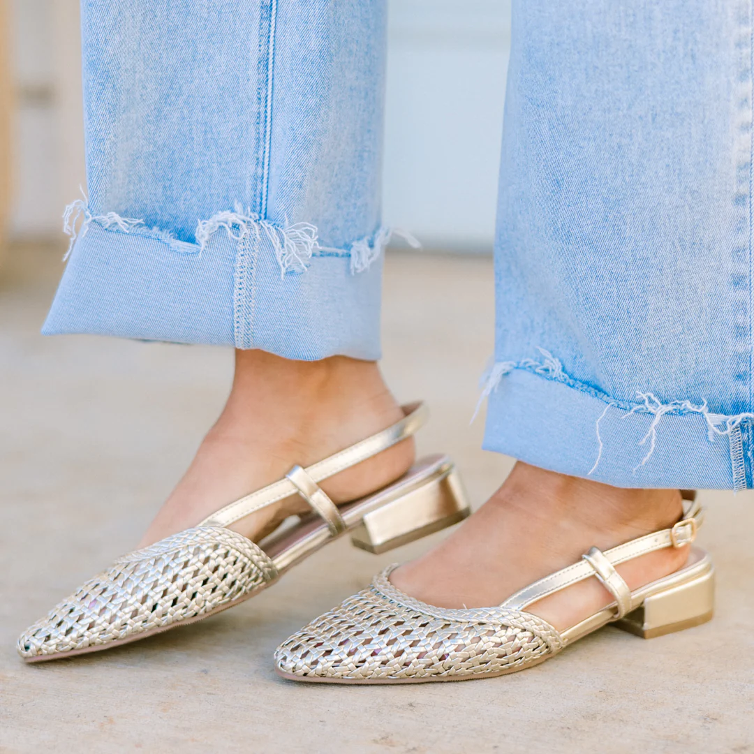 Stick To Your Word Flats, Gold - Giverhouse